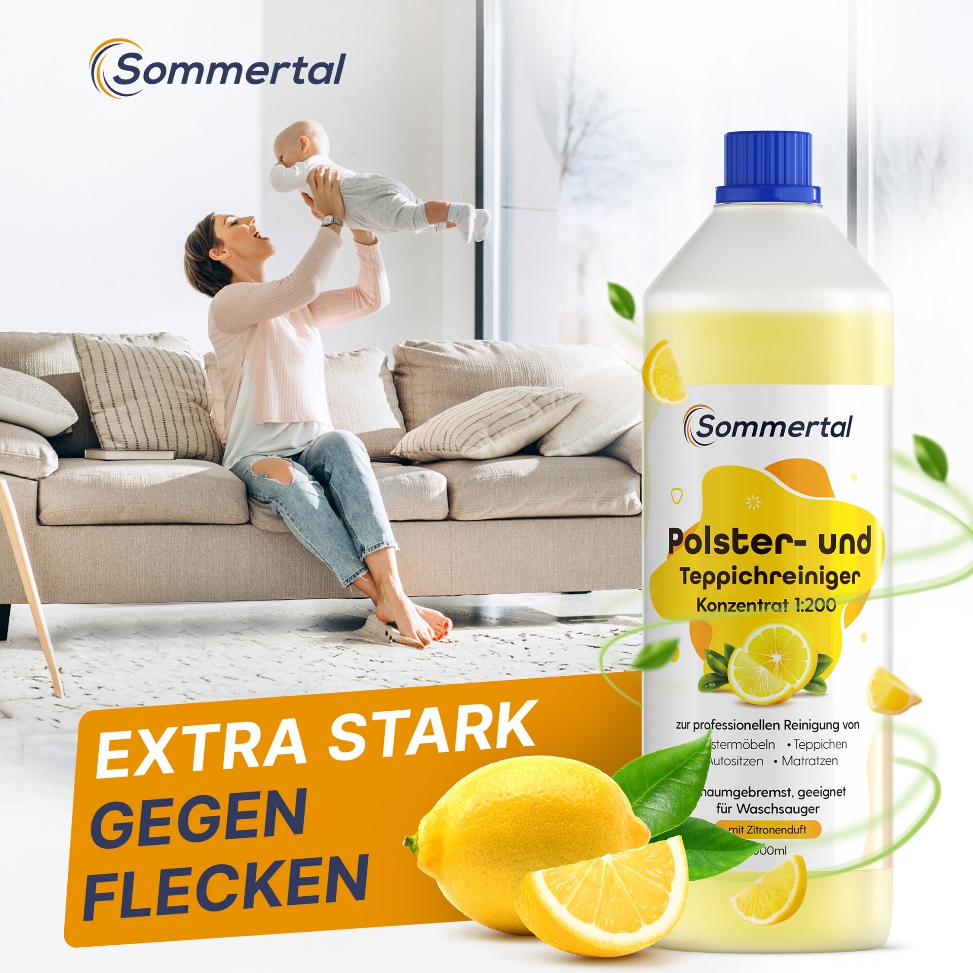 Waschsauger Polster + Teppich HYDRO 7500 inkl. 2l Shampoo - 4in1 Nass Trockensauger 1200 Watt 20l Volumen 16 kPa Saugleistung