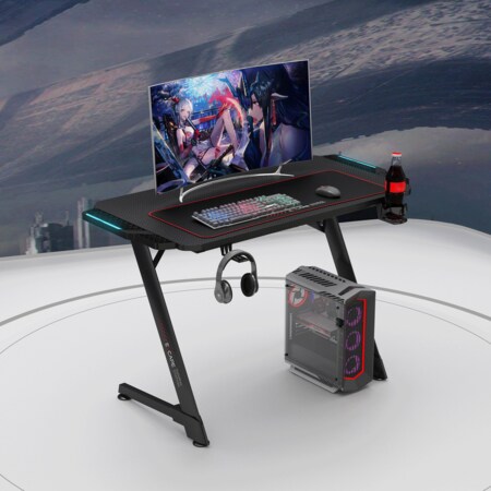 EXCAPE Gaming Tisch Z10 mit LED Beleuchtung 100cm (+16cm