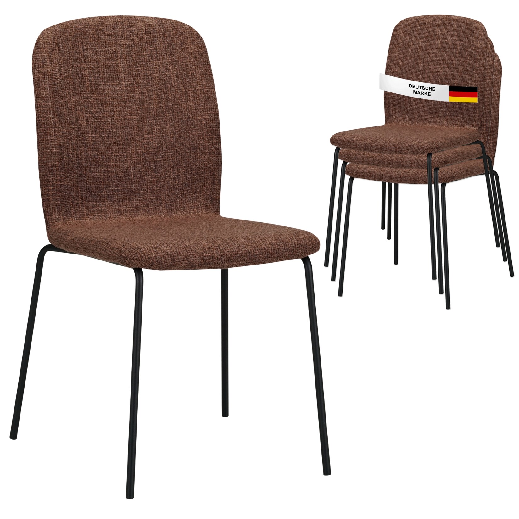 Albatros Esszimmerstühle 4er Set ENNA, braun - stapelbar, bequemer Polsterstuhl - Eleganter Küchenstuhl, Stuhl Esszimmer oder Esstisch Stuhl, Konferenzstuhl , Stückzahl:4, Farbe:Braun