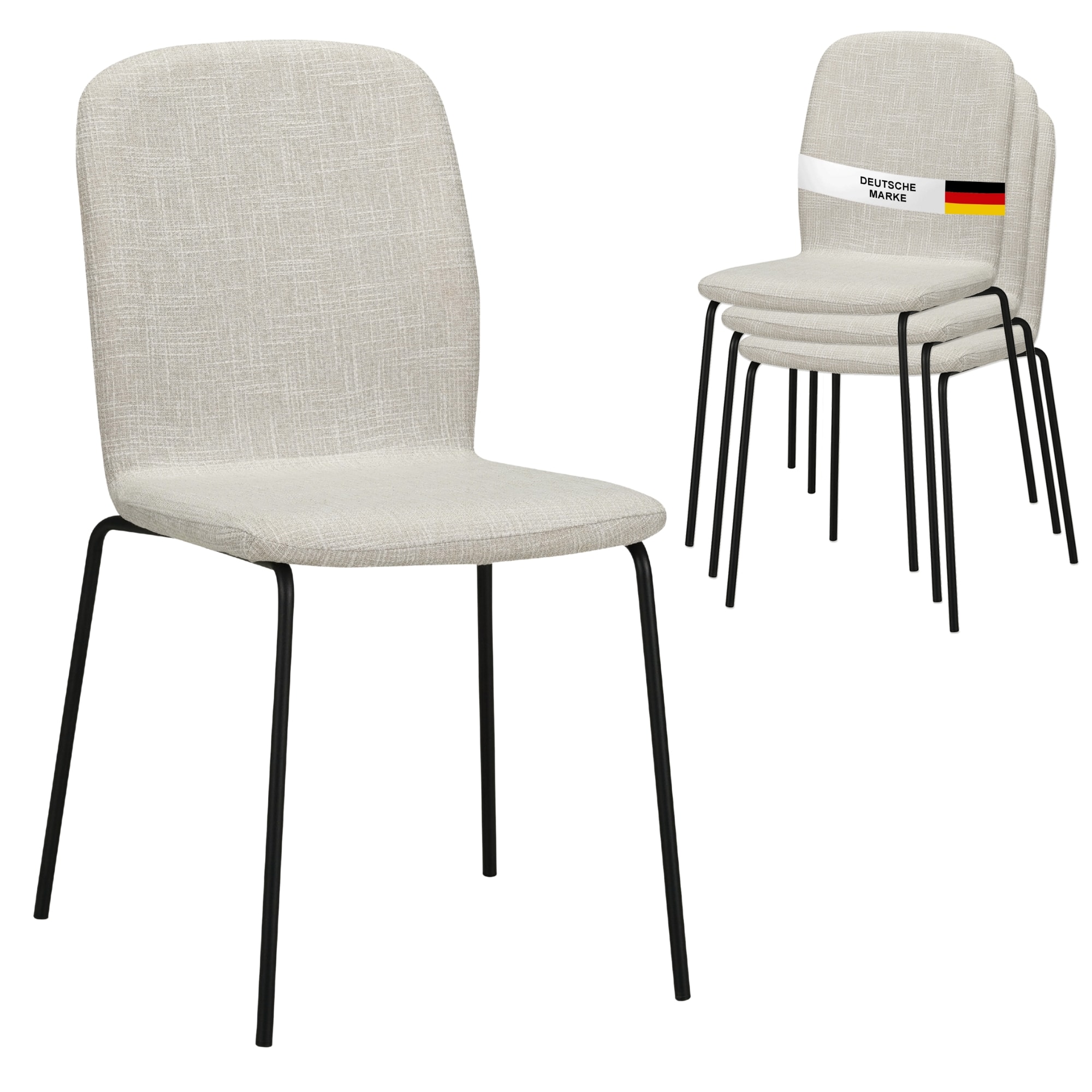 Albatros Esszimmerst&uuml;hle 4er Set ENNA, beige - stapelbar, bequemer Polsterstuhl - Eleganter K&uuml;chenstuhl, Stuhl Esszimmer oder Esstisch Stuhl, Konferenzstuhl , St&uuml;ckzahl:4, Farbe:Beige - Bild 1