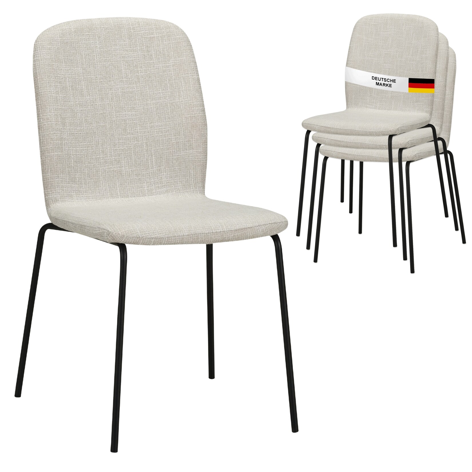 Albatros Esszimmerstühle 4er Set ENNA, beige - stapelbar, bequemer Polsterstuhl - Eleganter Küchenstuhl, Stuhl Esszimmer oder Esstisch Stuhl, Konferenzstuhl , Stückzahl:4, Farbe:Beige