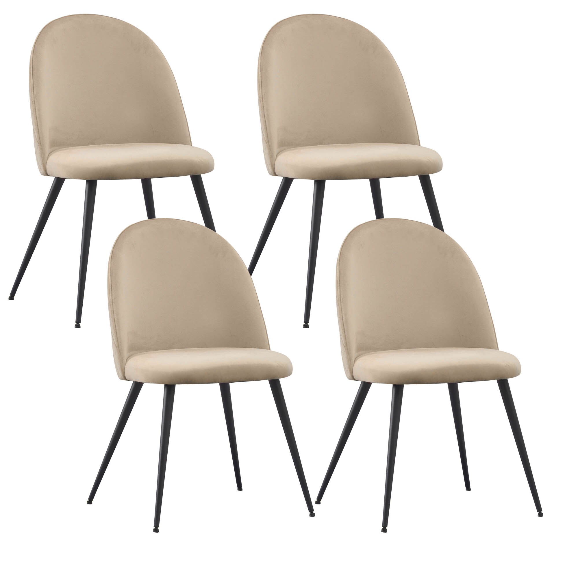 Albatros Esszimmerst&uuml;hle mit Samt-Bezug 4er Set CAPO, Beige - Stilvolles Vintage Design, Eleganter Polsterstuhl am Esstisch - K&uuml;chenstuhl oder Stuhl Esszimmer mit hoher Belastbarkeit - Bild 1