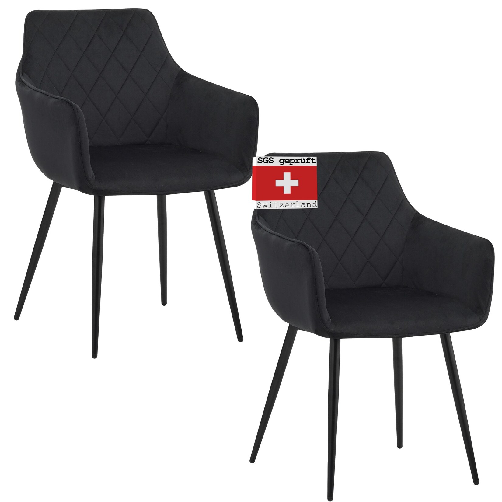ALBATROS Esszimmerstühle 2er Set SALO, Schwarz – Modern und Stilvoll, bequemer Polsterstuhl – Eleganter Küchenstuhl, Stuhl Esszimmer oder Esstisch Stuhl im Retro-Look | 04250263741998