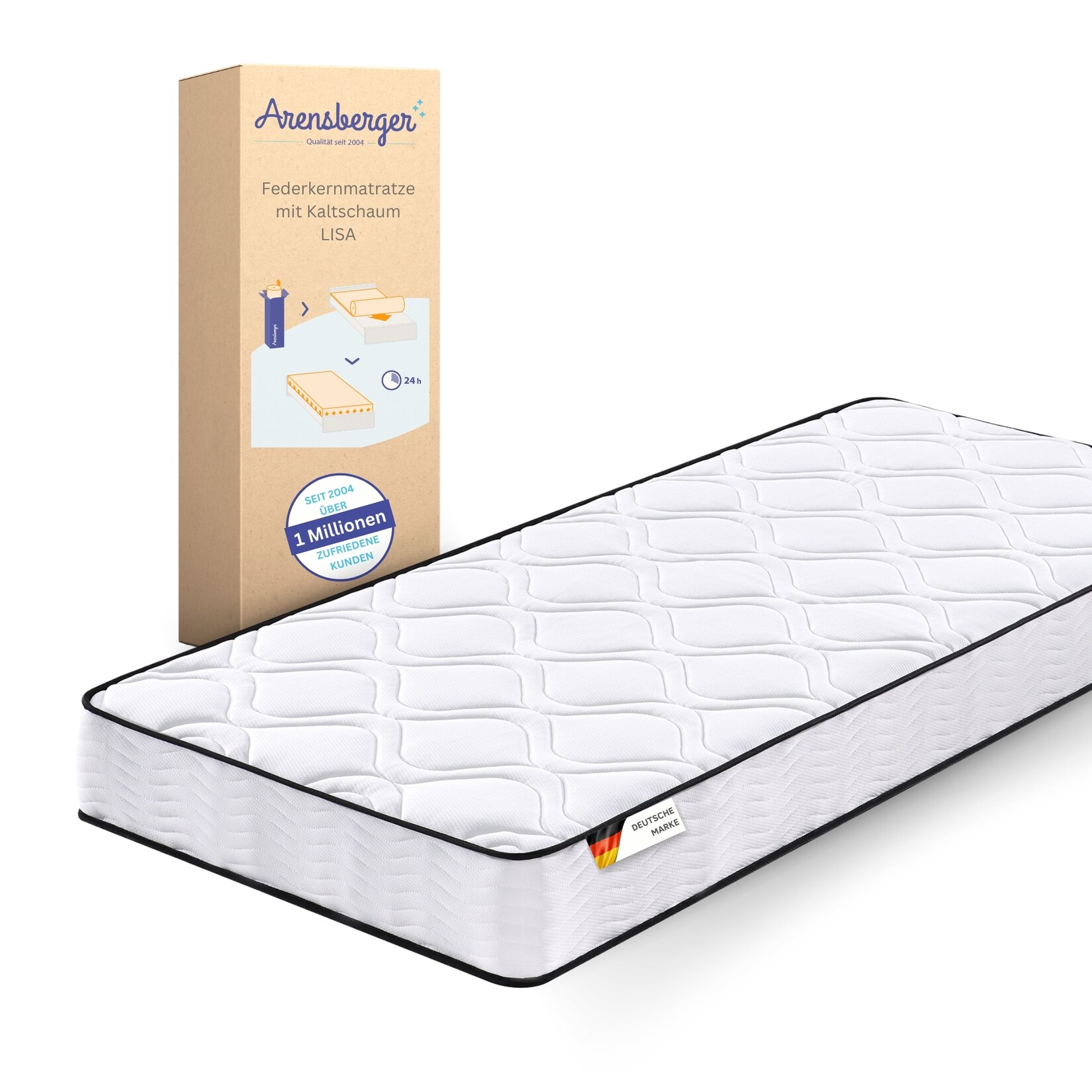 Arensberger LISA Taschen Federkernmatratze 180×200 cm – 19cm Höhe – Härte H2 H3 mittelfest – 7 Zonen – Federkern – Liegekomfort | 04250263742421