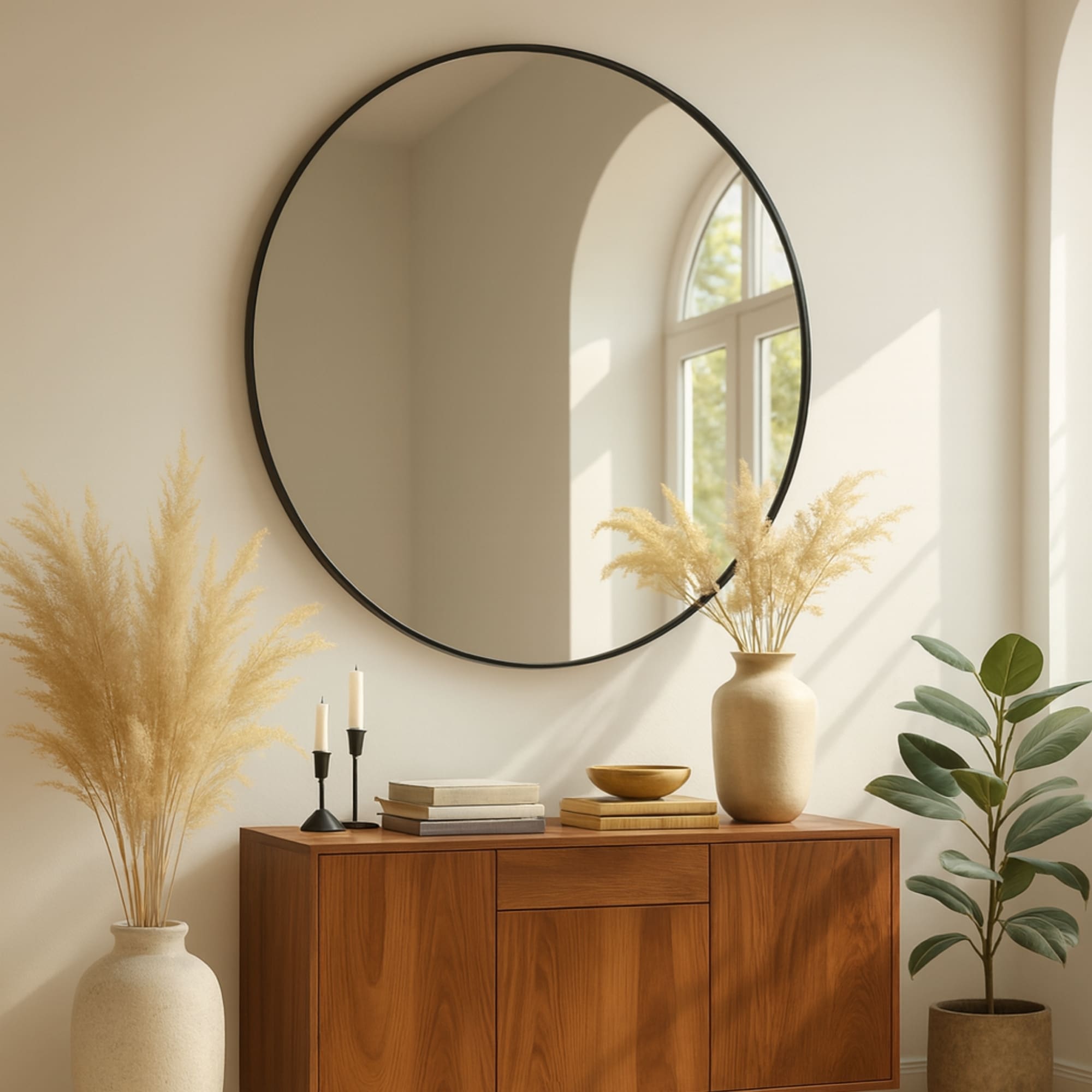 Albatros Spiegel rund schwarz mit Metallrand, 70cm Durchmesser, f&uuml;r Wohnzimmer, Badezimmer, Flur, Schlafzimmer, gro&szlig;, Wand - Bild 1