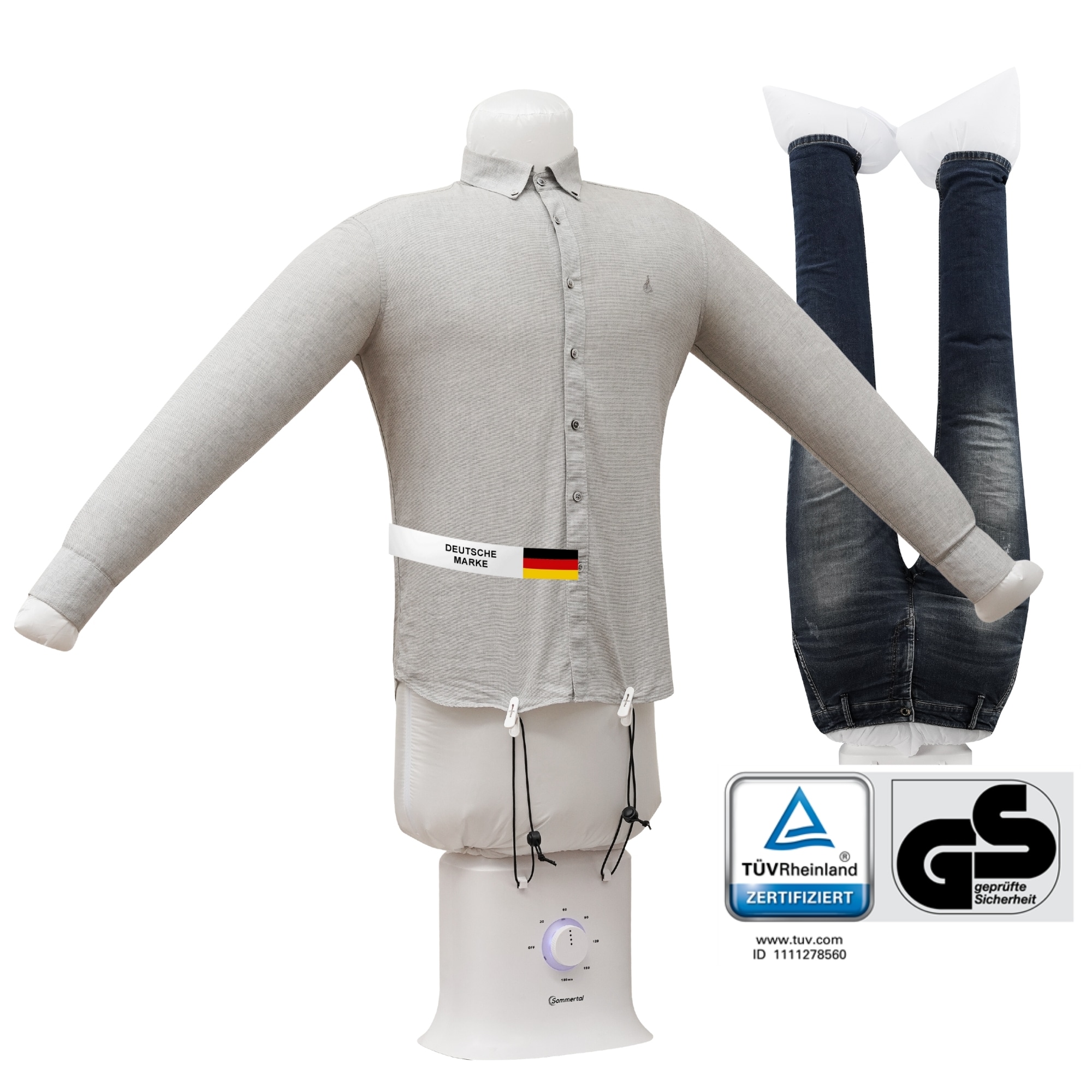 Sommertal B&uuml;gelpuppe Gentleman &ndash; Hemdenb&uuml;gler & B&uuml;gelmaschine f&uuml;r Hemden, Blusen, T-Shirts, Hosen &ndash; B&uuml;gelautomat mit 2-in-1 B&uuml;geln & Trocknen Funktionen &ndash; effiziente B&uuml;gelhilfe - Bild 1