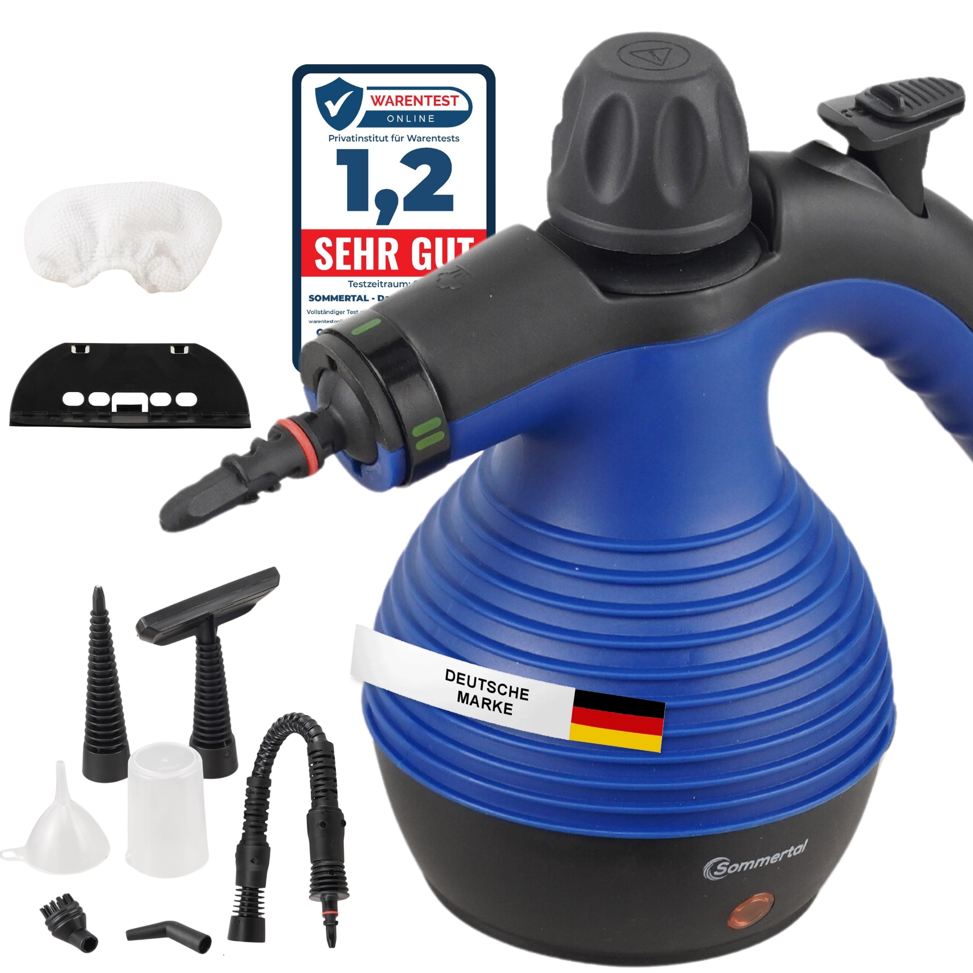 Sommertal Dampfreiniger Handger&auml;t SC350 &ndash; Kompakter Hand-Dampfreiniger f&uuml;r alles &ndash; Polsterm&ouml;bel, Fliesen, B&ouml;den, uvm &ndash; Steam Cleaner mit 350 ml Tank, 110&deg;C Dampf, 3 Bar Druck - Bild 1