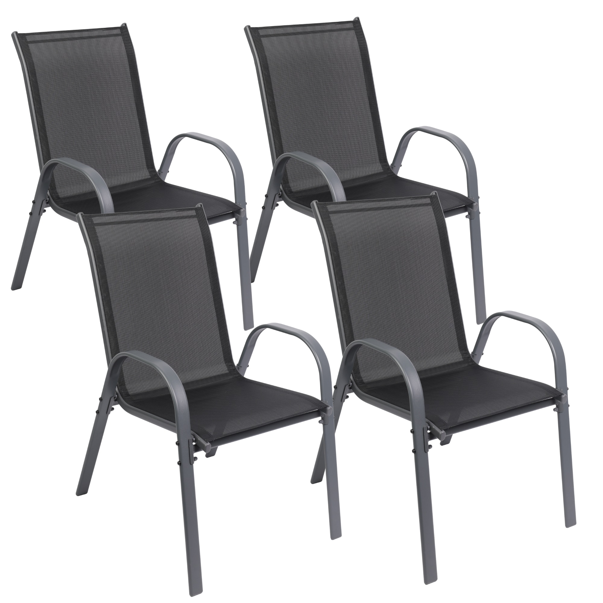 Albatros Gartenst&uuml;hle 4er Set Kuba &ndash; Gartenst&uuml;hle Stapelbar mit robustem Metallgestell und hoher Belastbarkeit &ndash; bequeme Stapelst&uuml;hle auch als Terrassenst&uuml;hle oder Balkonst&uuml;hle - Bild 1