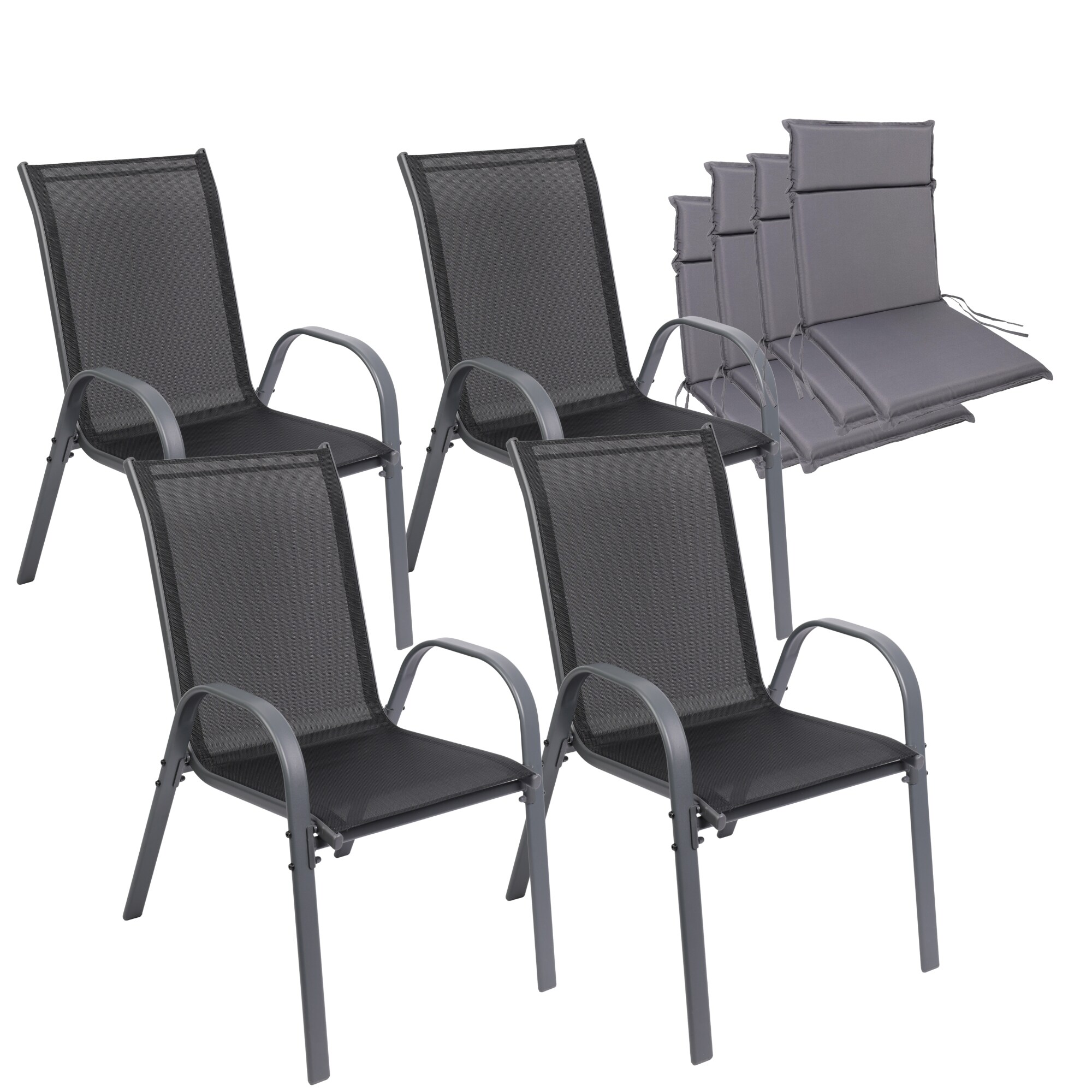 Albatros Gartenst&uuml;hle 4er Set Kuba mit Sitzauflage &ndash; Gartenst&uuml;hle Stapelbar mit robustem Metallgestell und hoher Belastbarkeit &ndash; Bequeme Stapelst&uuml;hle auch als Terrassenst&uuml;hle - Bild 1