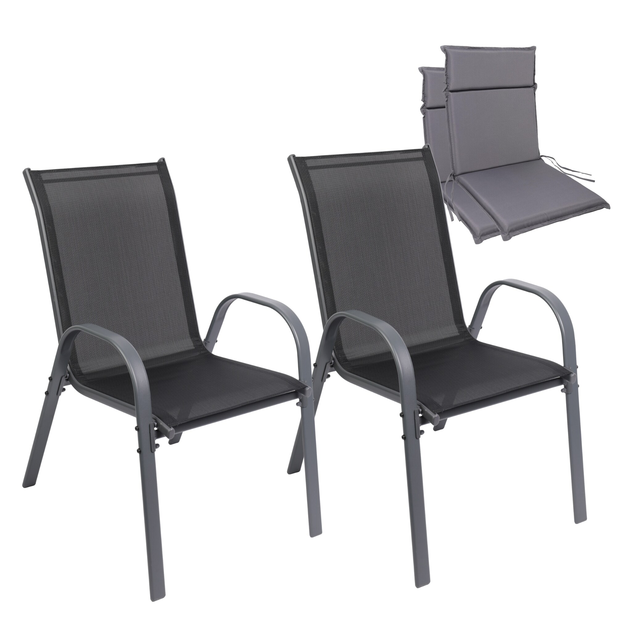 Albatros Gartenst&uuml;hle 2er Set Kuba mit Sitzauflage &ndash; Gartenst&uuml;hle Stapelbar mit robustem Metallgestell und hoher Belastbarkeit &ndash; Bequeme Stapelst&uuml;hle auch als Terrassenst&uuml;hle - Bild 1