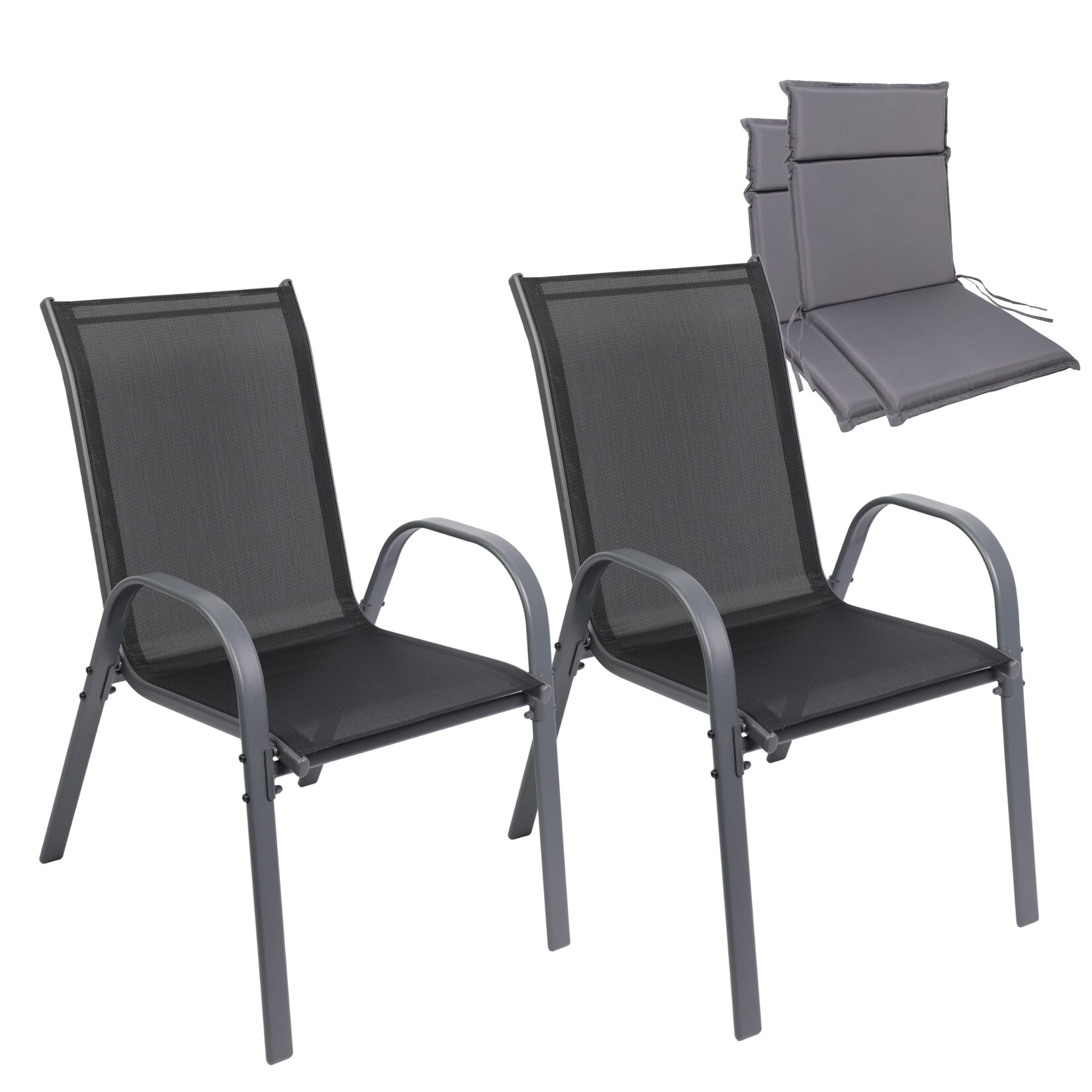Albatros Gartenstühle 2er Set Kuba mit Sitzauflage – Gartenstühle Stapelbar mit robustem Metallgestell und hoher Belastbarkeit – Bequeme Stapelstühle auch als Terrassenstühle