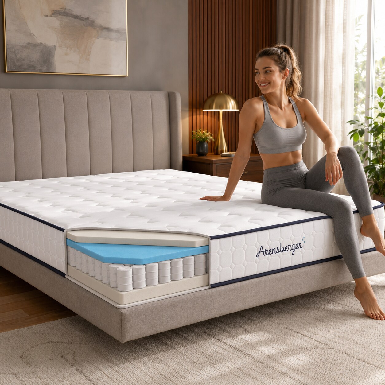Arensberger LENA SPORT Taschenfederkernmatratze 120 x 200 cm 21cm Sportmatratze H3 Memoryschaum & Kaltschaum Ergonomisch Atmungsaktiv