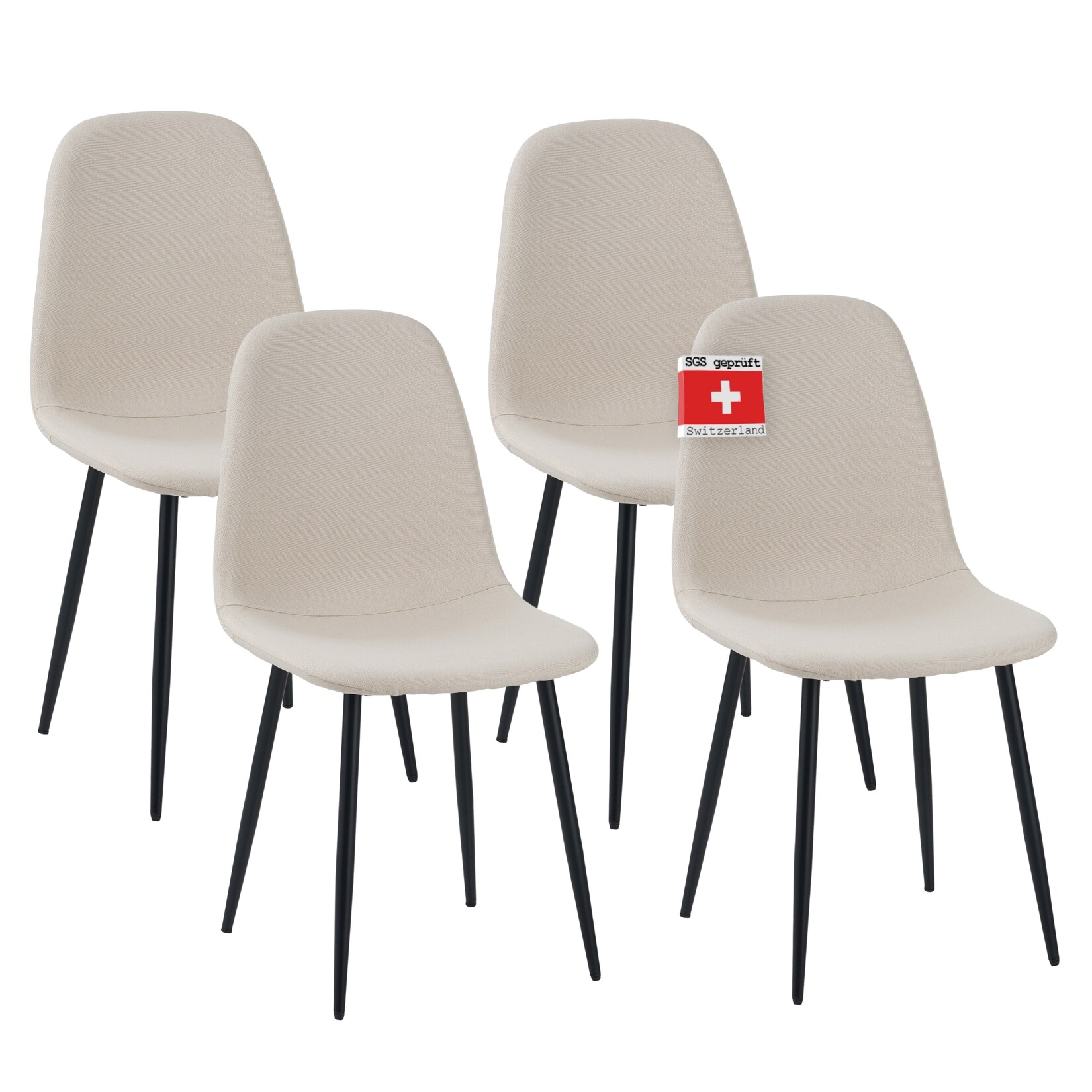 Albatros Esszimmerstuhl BARI mit Stoff Bezug, 4er Set Beige, stilvolles Vintage Design, belastbar mit 110Kg, Polsterstuhl - Moderner Küchenstuhl, Stuhl Esszimmer oder Esstisch Stuhl