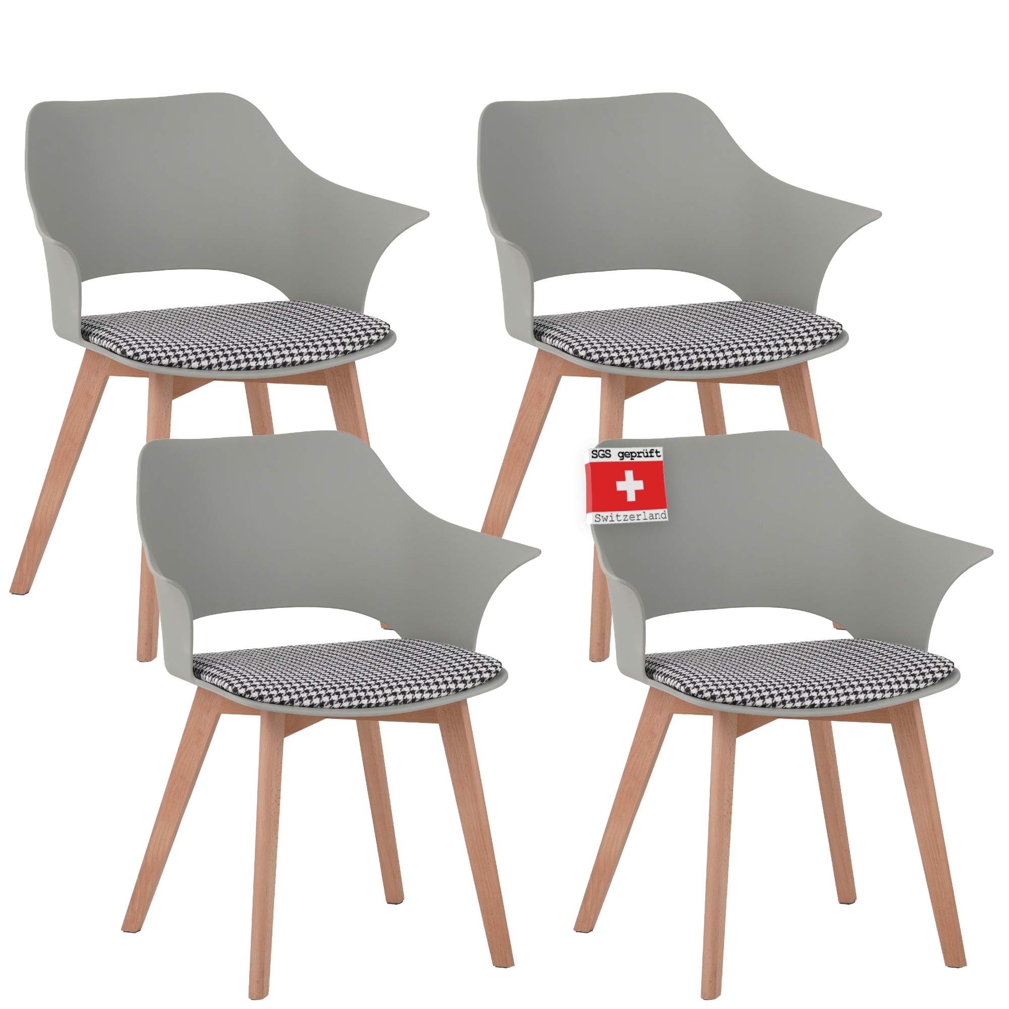 ALBATROS Esszimmerst&uuml;hle 4er Set AALBORG, Gr&uuml;n - Beine aus Buche Massiv-Holz, Skandinavisches Retro-Design, bequemer Schalenstuhl - Eleganter K&uuml;chenstuhl, Stuhl Esszimmer f&uuml;r Esstisch - Bild 1