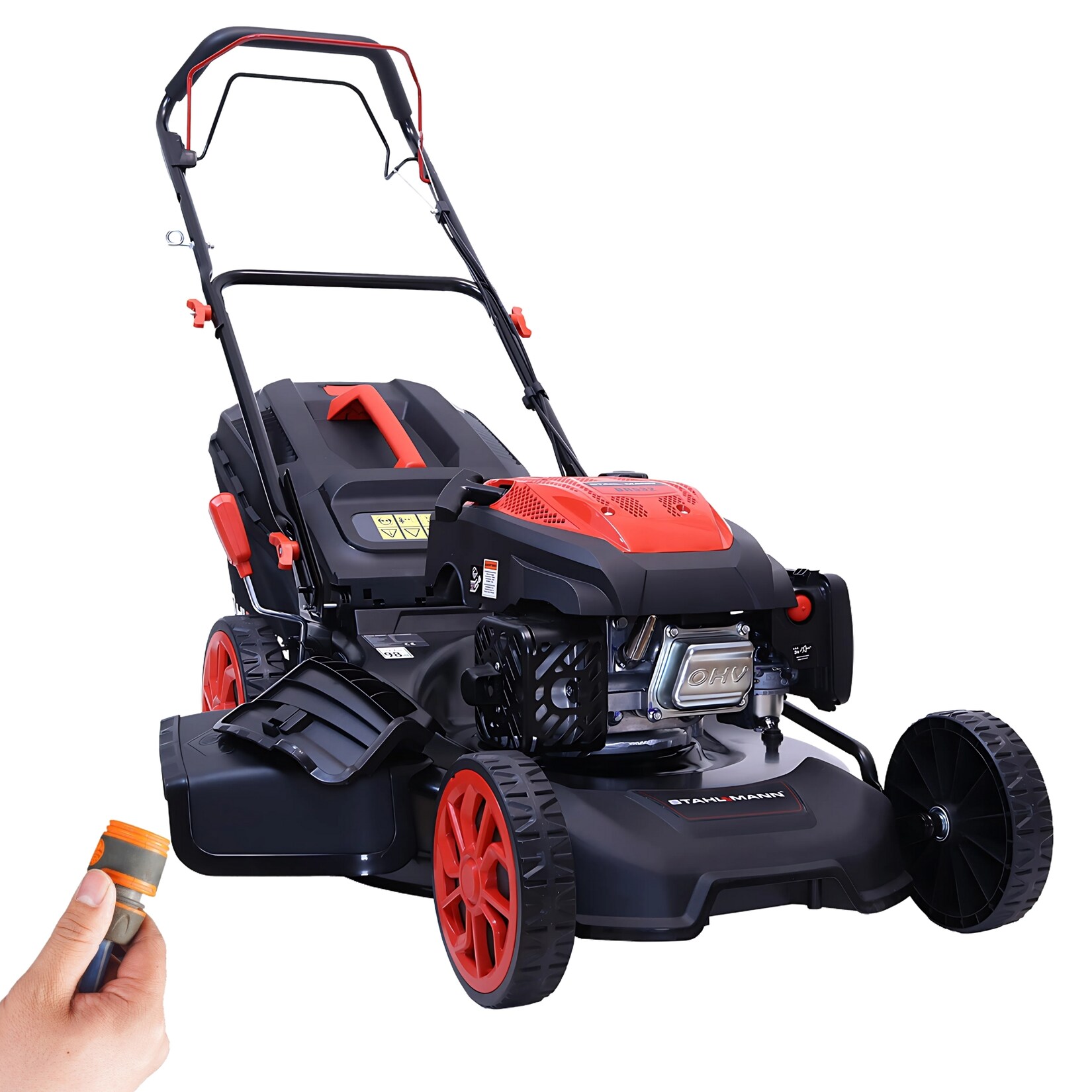 STAHLMANN Rasenmäher Benzin mit Antrieb BR532 – 7,0PS (5,1kW) 224ccm mit Antrieb, 53cm Schnittbreite, Mulchen, Schnitthöhenverstellung | 04250263781567