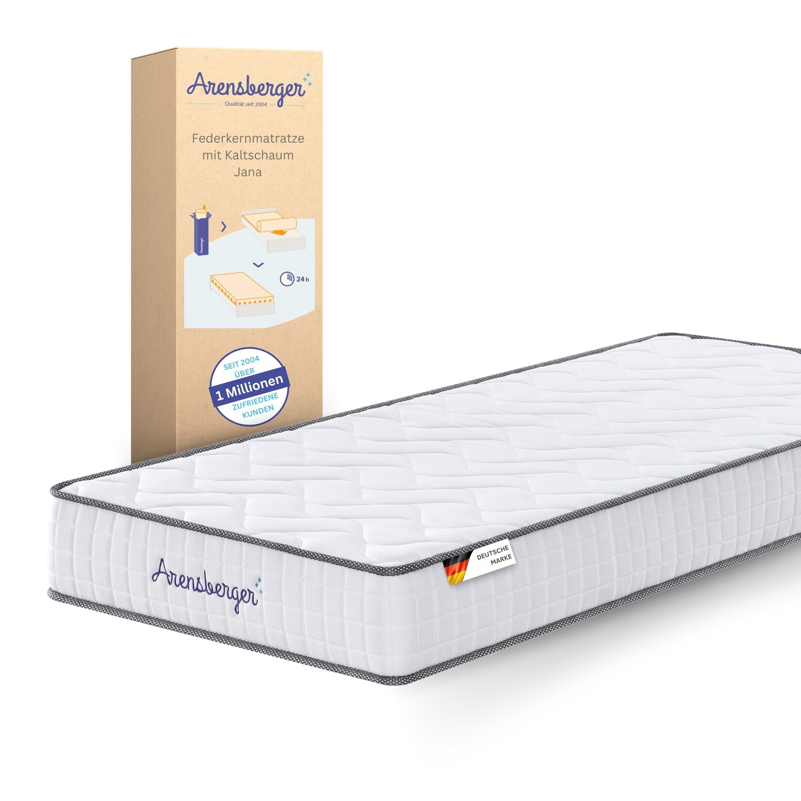 Arensberger JANA Federkernmatratze – 19cm Höhe – Matratze mit Schaumstoff Schicht – H2 H3 Mittelfest – 7 Zonen – Federkern – Liegekomfort 90x200cm | 04250263743732