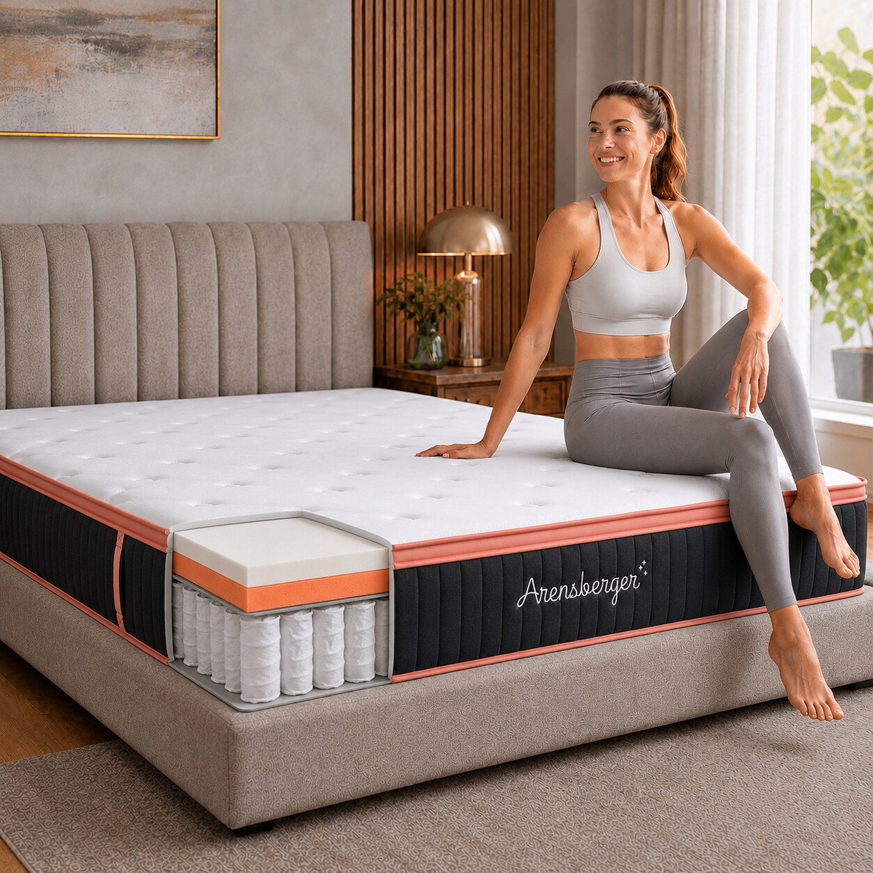 Arensberger Kupfermatratze mit Federkern & Kupferschaum + integrierter Topper 140x200 cm Höhe 25cm Härtegrad H3/ H4 Taschenfederkern Matratze Rollmatratze ergonomisch