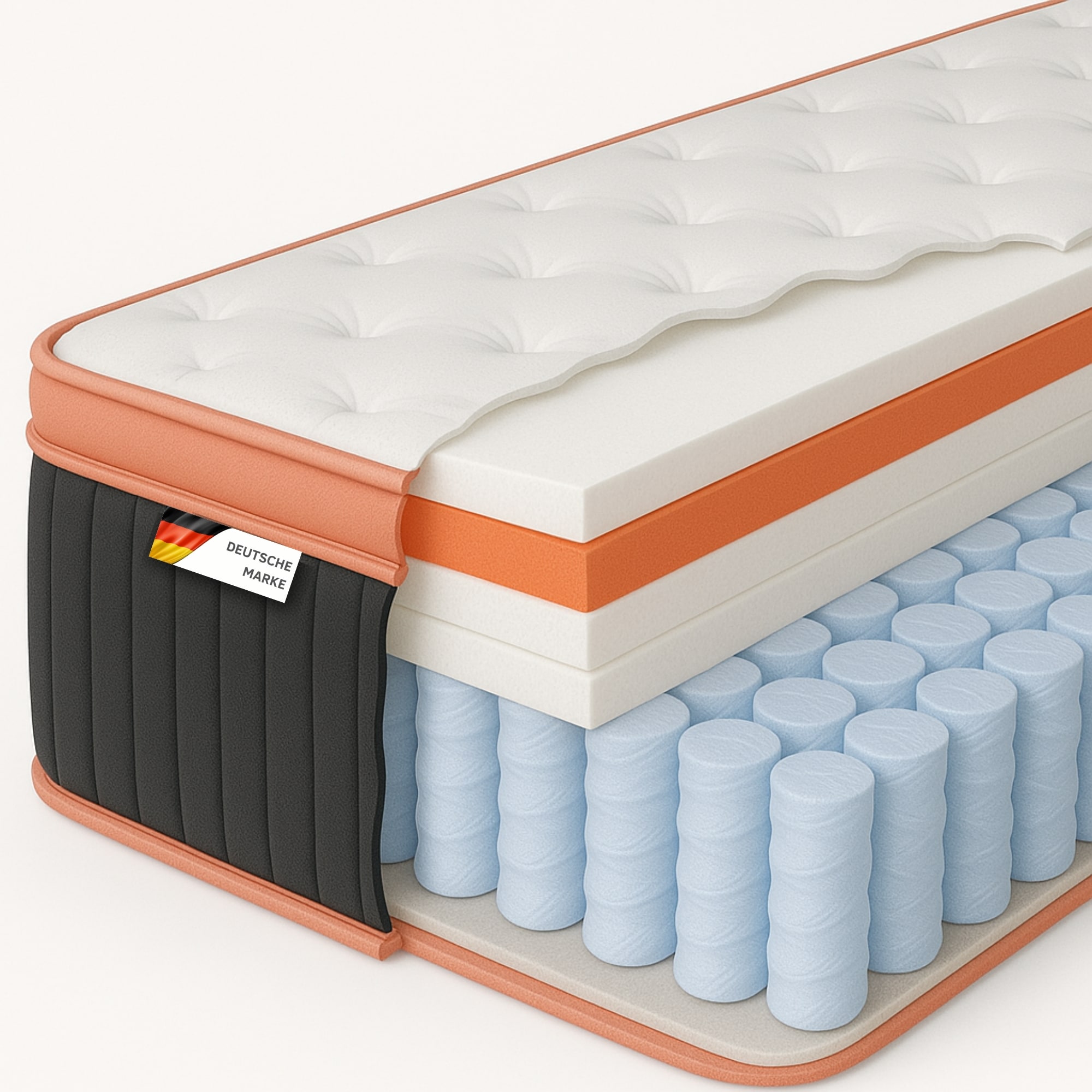 Arensberger Kupfermatratze mit Federkern & Kupferschaum + integrierter Topper | 90x200 cm H&ouml;he 25cm | H&auml;rtegrad H3/ H4 | Taschenfederkern Matratze | Rollmatratze | ergonomisch - Bild 1
