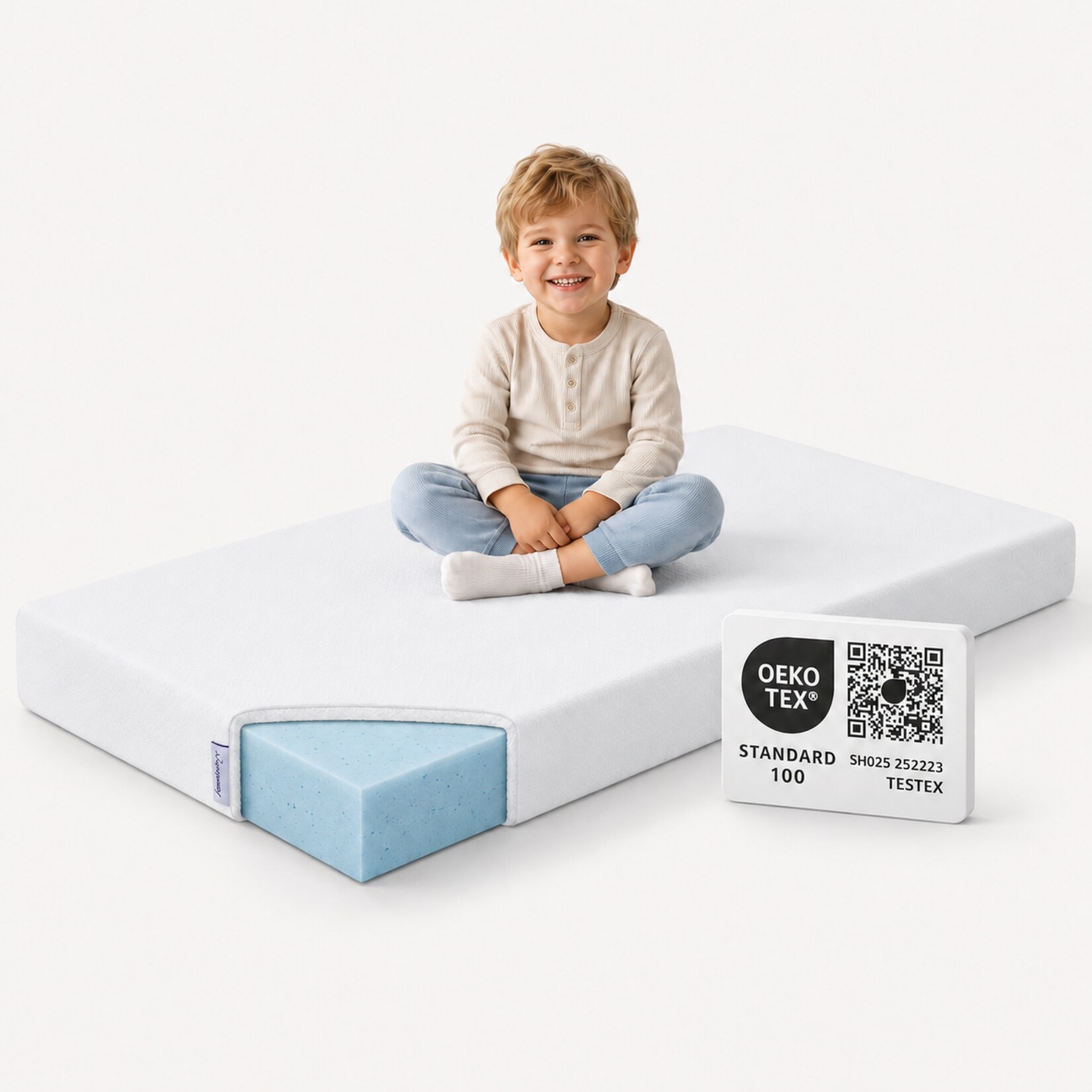 Arensberger Kindermatratze Babymatratze NORA 70x140cm Bezug waschbar & abnehmbar punktelastischer Gelschaum Jugendmatratze, allergikerfreundlich premium Bezug