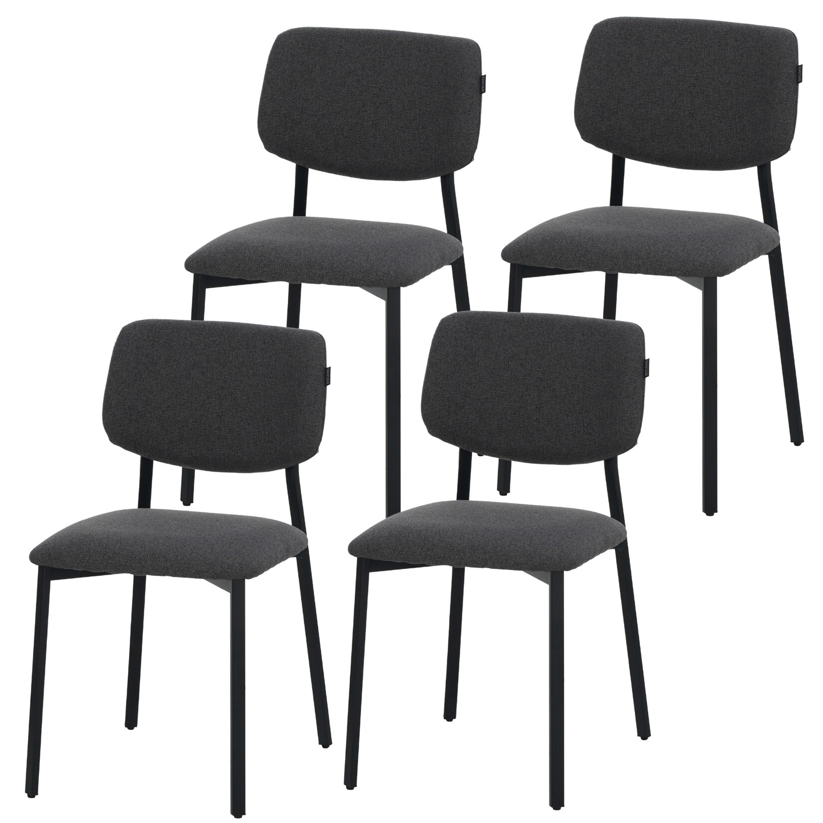Ravino Designerstuhl A21, Esszimmerstuhl mit Stoff Bezug und Dicker Polsterung, 4er Set Grau, belastbar mit 110Kg, Polsterstuhl - Moderner Küchenstuhl, Stuhl Esszimmer oder Esstisch Stuhl
