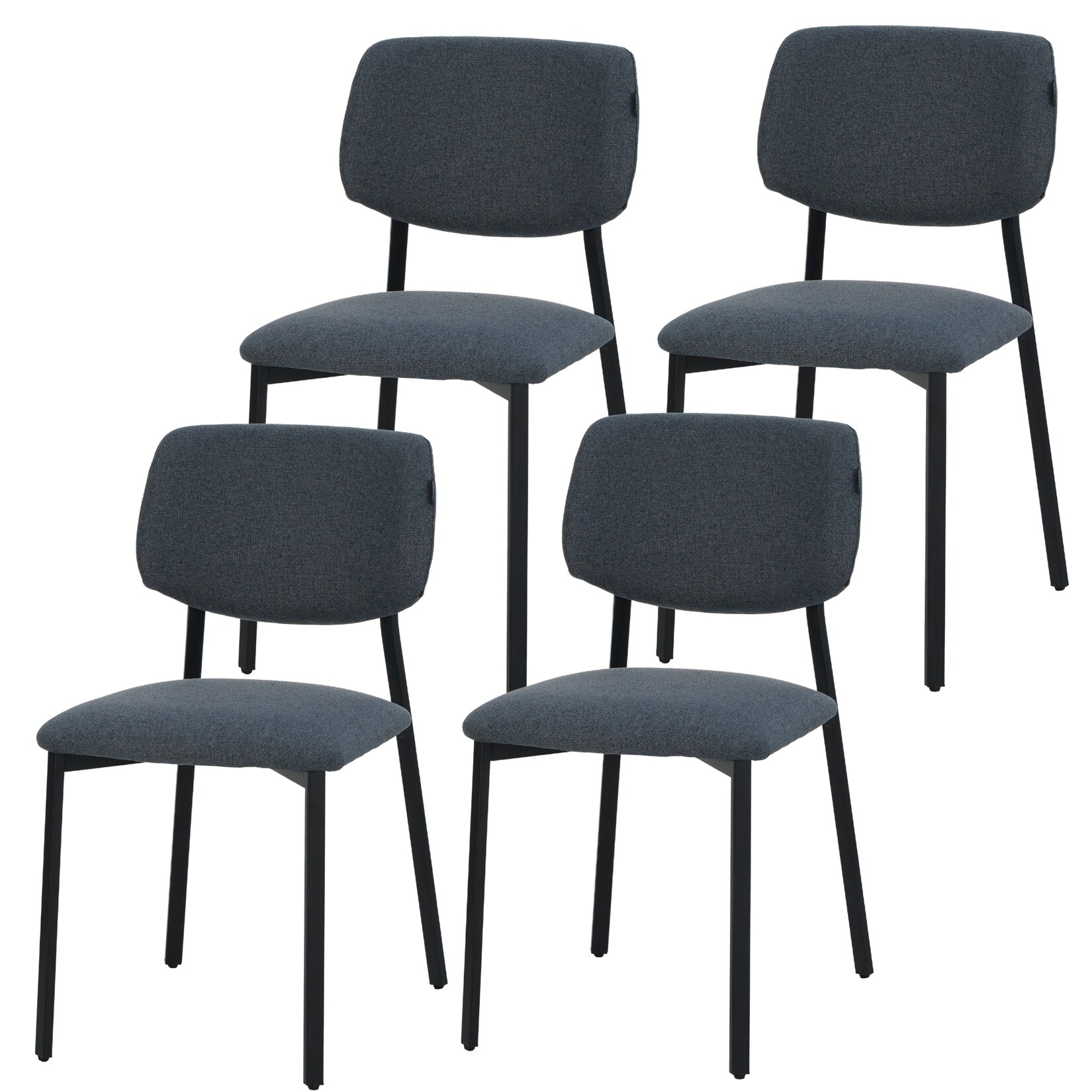 Ravino Designerstuhl A21, Esszimmerstuhl mit Stoff Bezug und Dicker Polsterung, 4er Set Blau, belastbar mit 110Kg, Polsterstuhl - Moderner Küchenstuhl, Stuhl Esszimmer oder Esstisch Stuhl