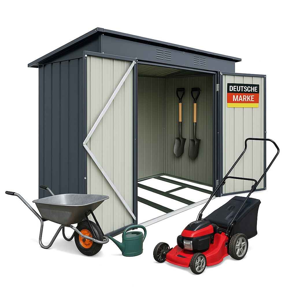 Albatros Profi Ger&auml;tehaus L &ndash; verzinktes Metall in Anthrazit (RAL 7016) | 176x112x173cm, 4,1m&sup3; | Inkl. Schloss & Werkzeughaken | wetterfest - Bild 1