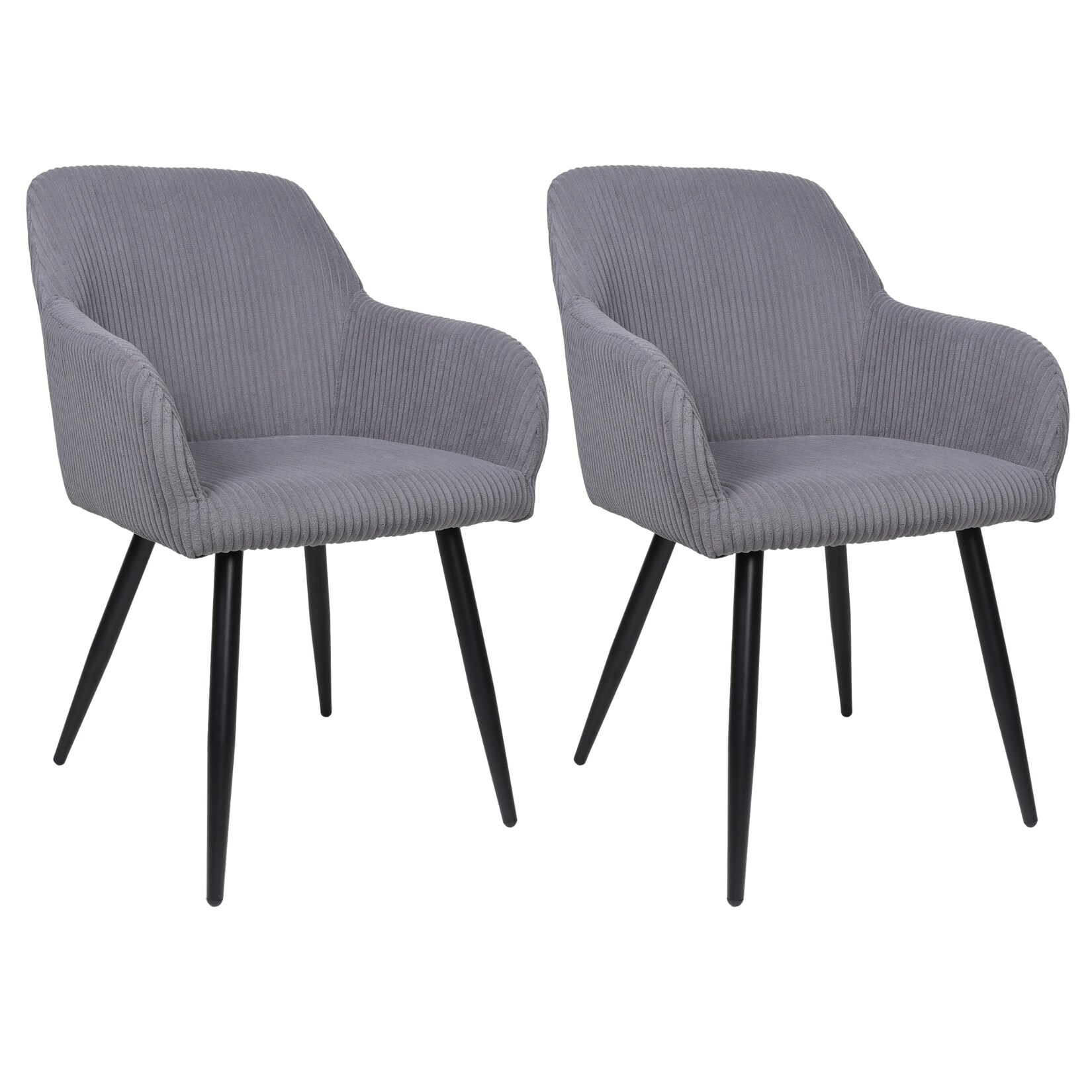 Albatros Esszimmerstuhl SILA – 2er Set Polsterstühle mit Armlehnen, Cord-Bezug Küchen- & Esszimmerstühle für Küche, Wohnzimmer & Esszimmer Grau