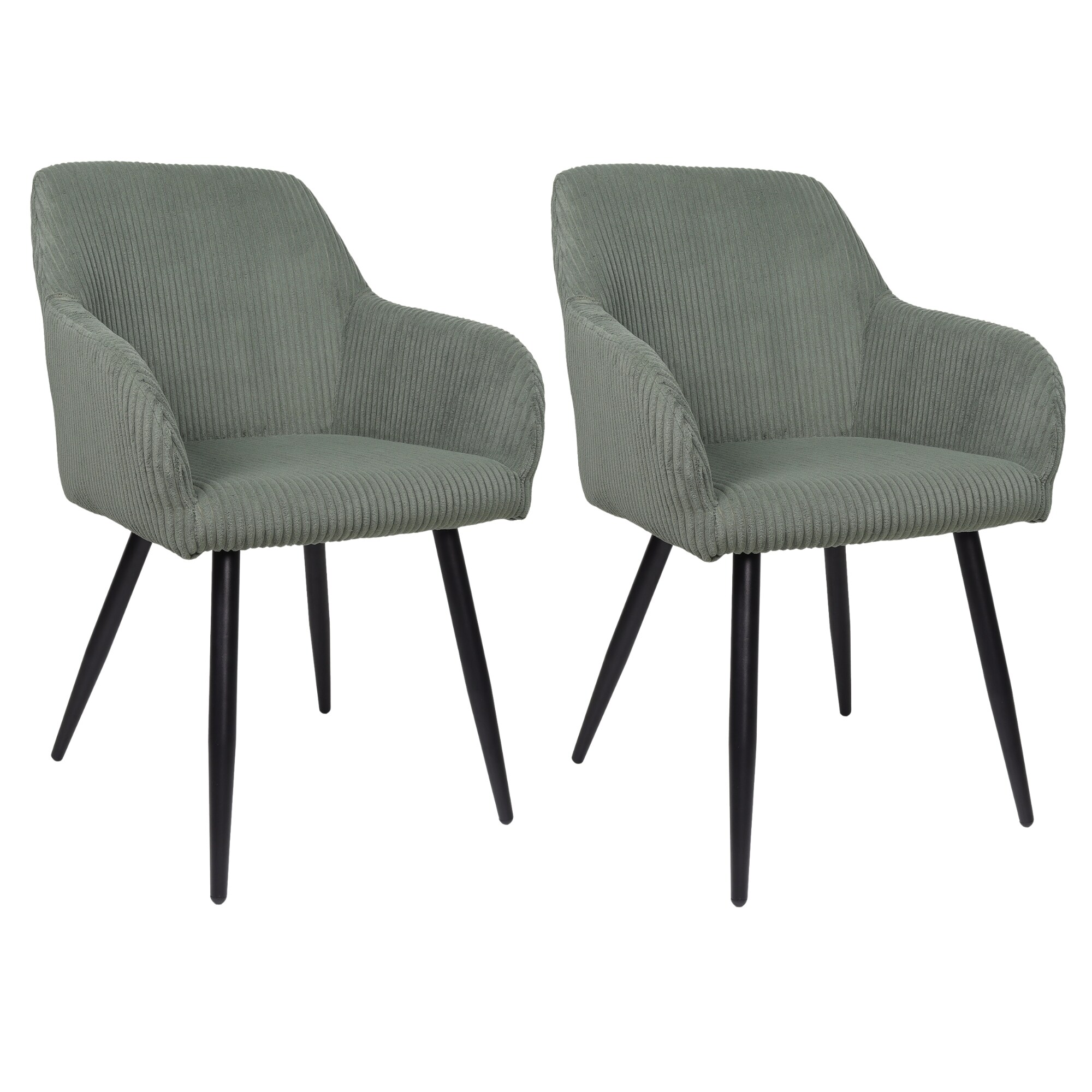 Albatros Esszimmerstuhl SILA &ndash; 2er Set Polsterst&uuml;hle mit Armlehnen, Cord-Bezug | K&uuml;chen- & Esszimmerst&uuml;hle f&uuml;r K&uuml;che, Wohnzimmer & Esszimmer | Gr&uuml;n - Bild 1