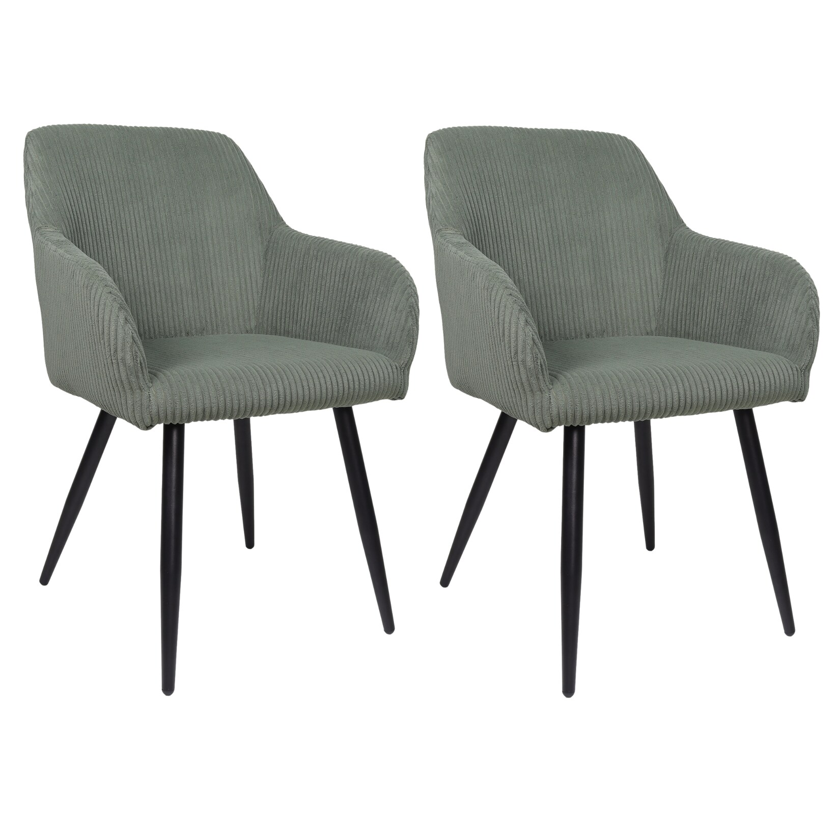 Albatros Esszimmerstuhl SILA – 2er Set Polsterstühle mit Armlehnen, Cord-Bezug   Küchen- & Esszimmerstühle für Küche, Wohnzimmer & Esszimmer   Grün | 04250263744579