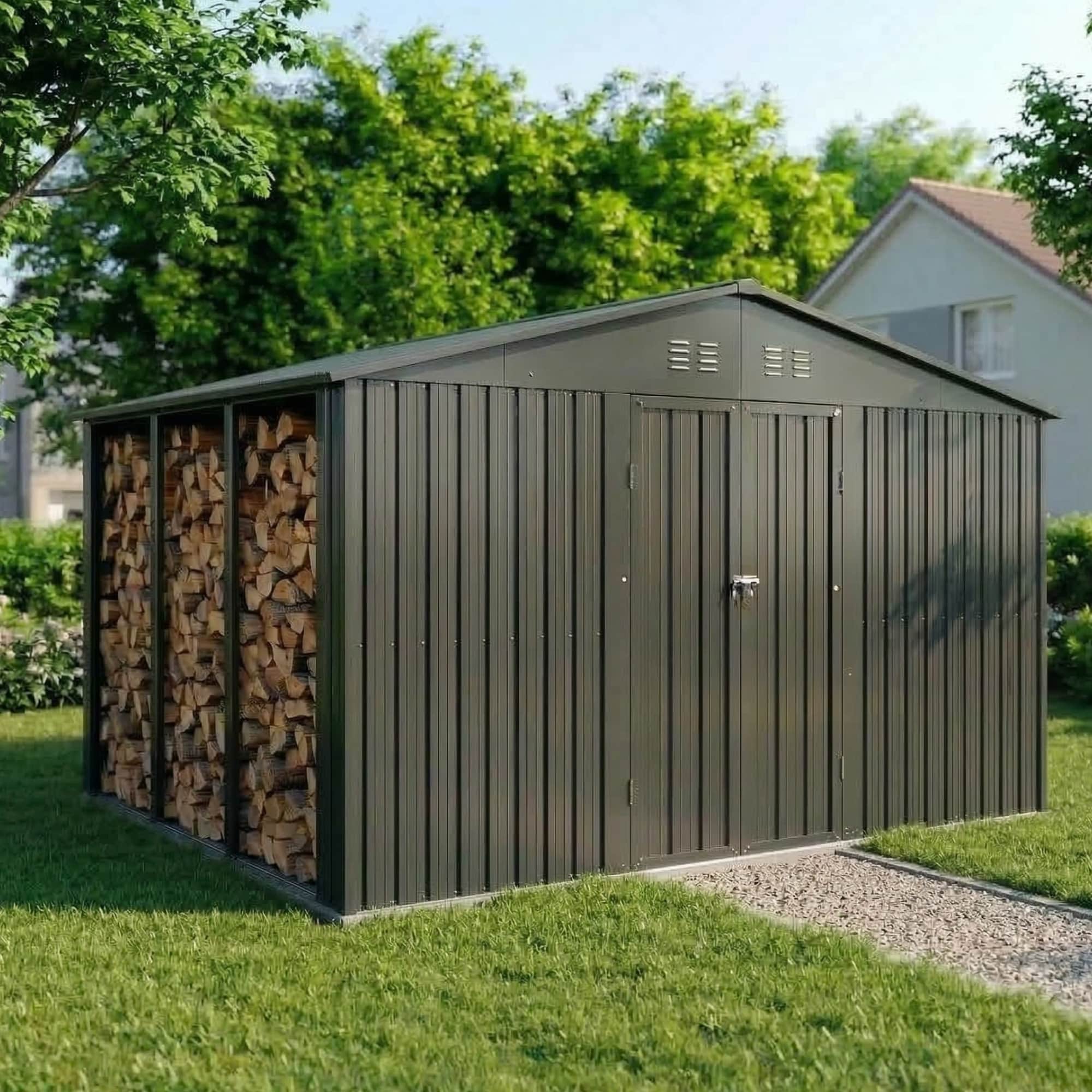 Albatros Ger&auml;tehaus 4XL | Anthrazit RAL 7016 | 386,6x325,5x204cm | abschlie&szlig;bar inkl. Schloss & Werkzeughaken | Gartenhaus aus verzinktem wetterfestem - Bild 1