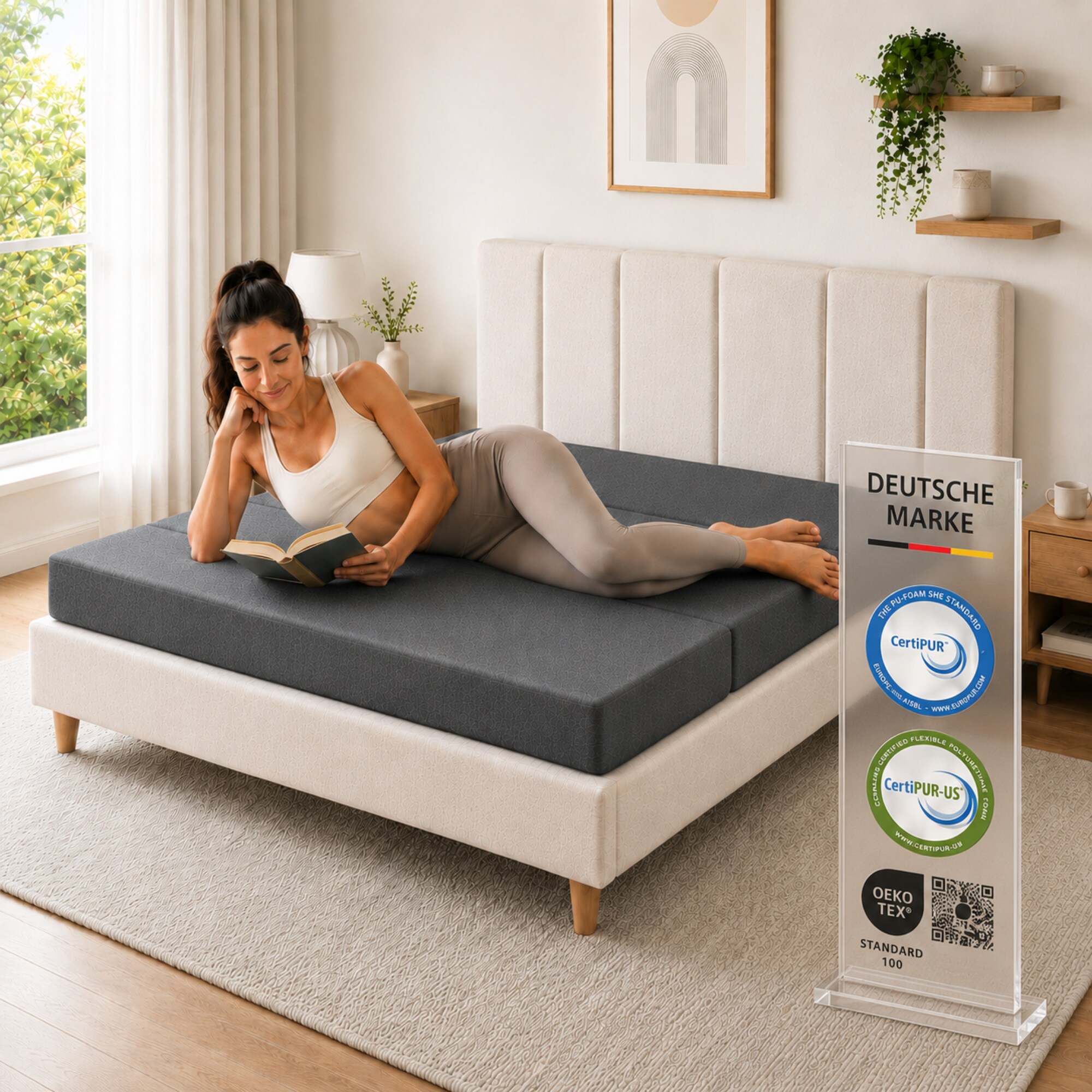 Arensberger Luisa Faltmatratze 15 cm Gel Memory Foam klappbar mit Tragetasche - Bild 1