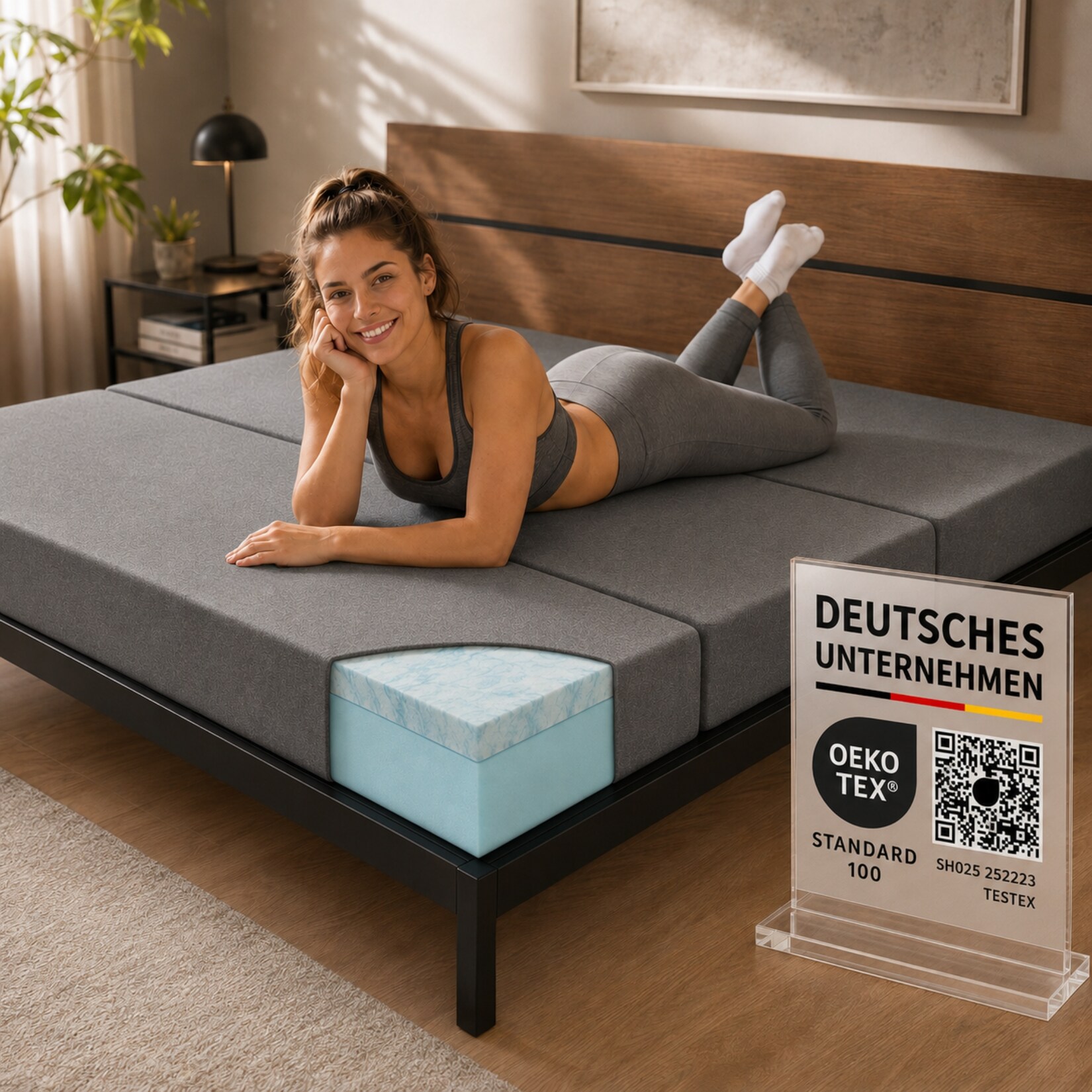 Arensberger Luisa Faltmatratze 15 cm Gel Memory Foam klappbar mit Tragetasche, 120 x 200cm