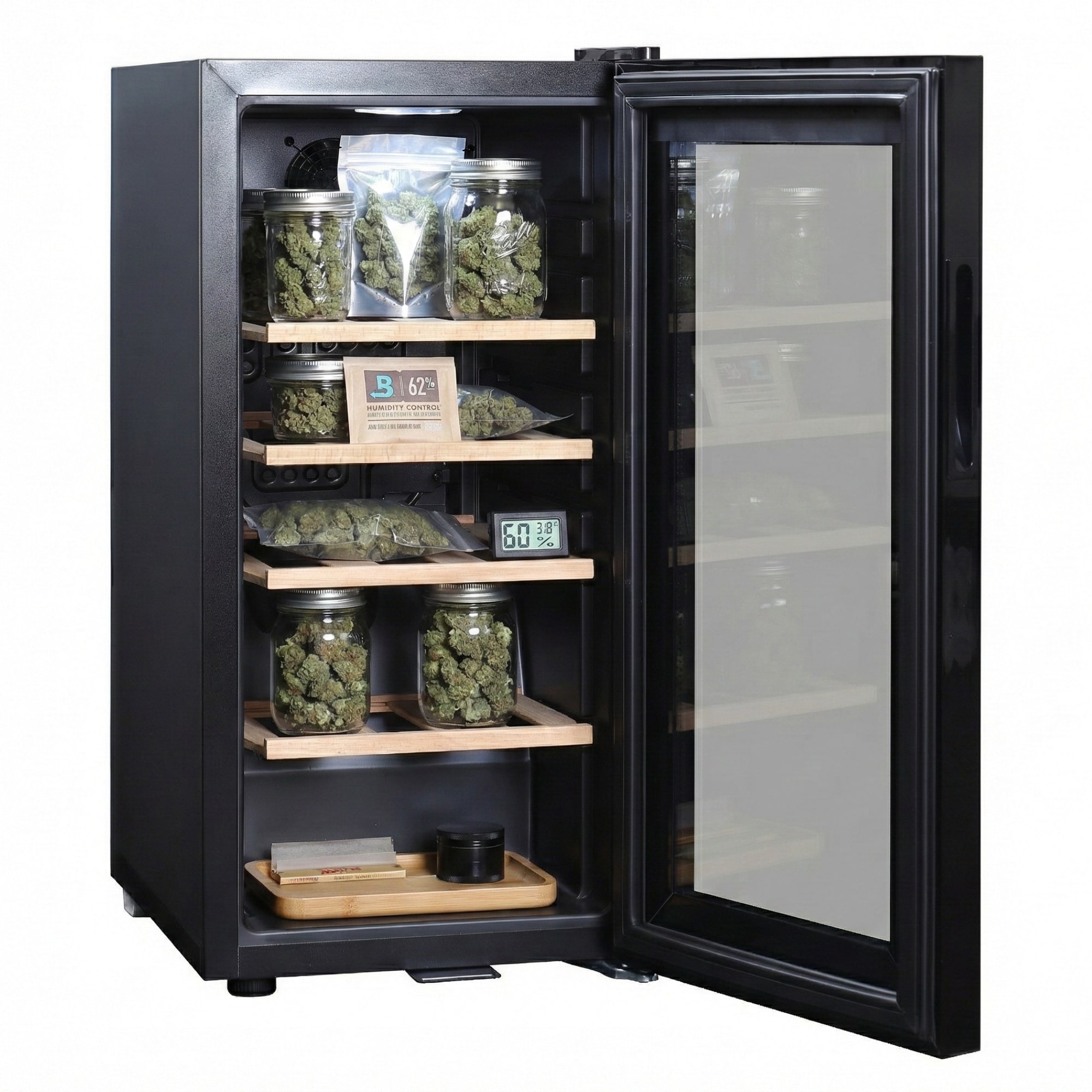 Sommertal WK 50 Weink&uuml;hlschrank &ndash; 15 Flaschen, 5&ndash;20&nbsp;&deg;C einstellbar, abschlie&szlig;bar, LED-Beleuchtung, Glast&uuml;r, Touchscreen, 4 Holz-Einlegeb&ouml;den, leise & energiesparend - Bild 1