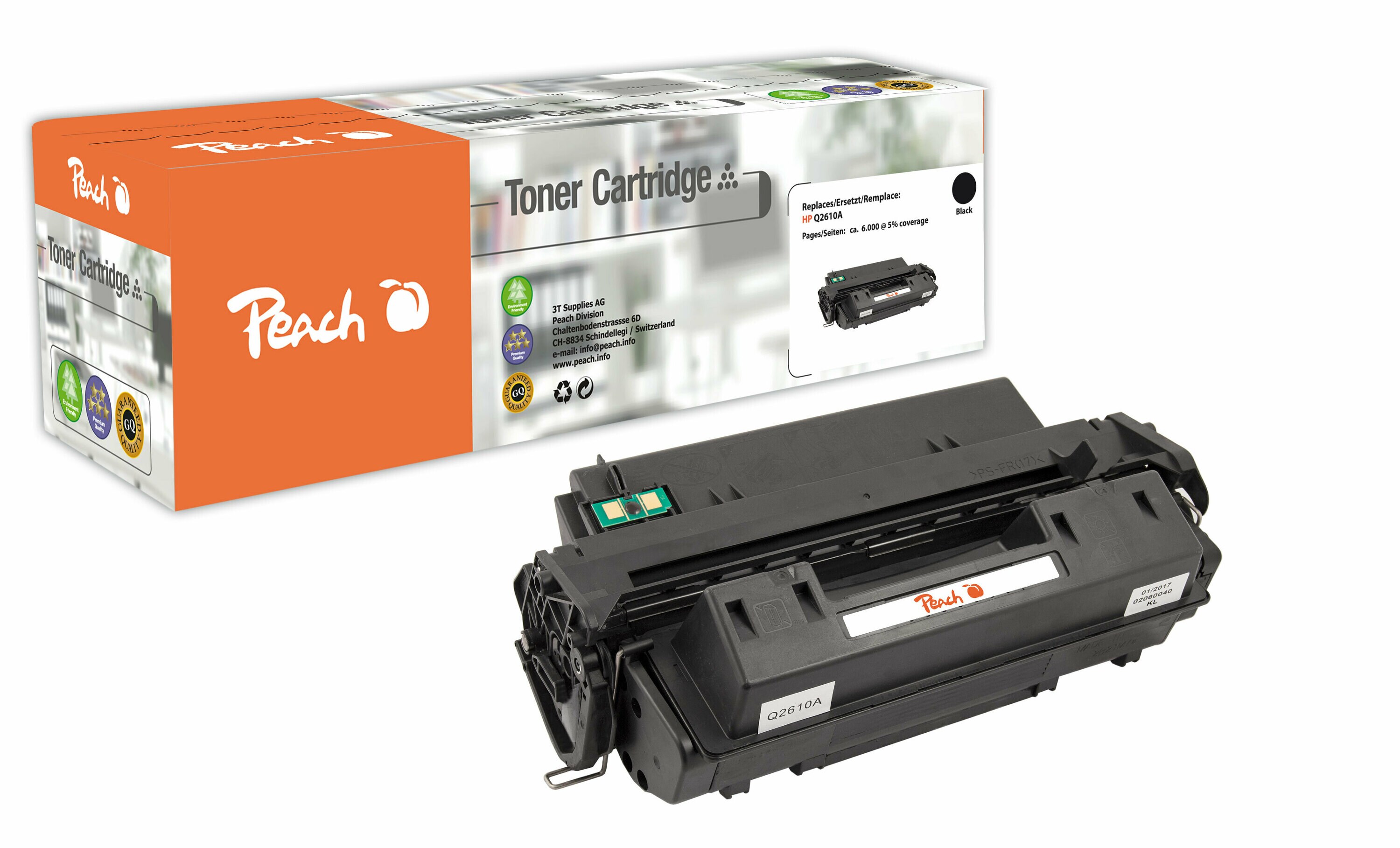 Peach HP 10 A Toner bk ersetzt HP No. 10A, Q2610A f&uuml;r z.B. HP LaserJet 2300, HP LaserJet 2300 D, HP LaserJet 2300 DN, HP LaserJet 2300 DTN (wiederaufbereitet) - Bild 1