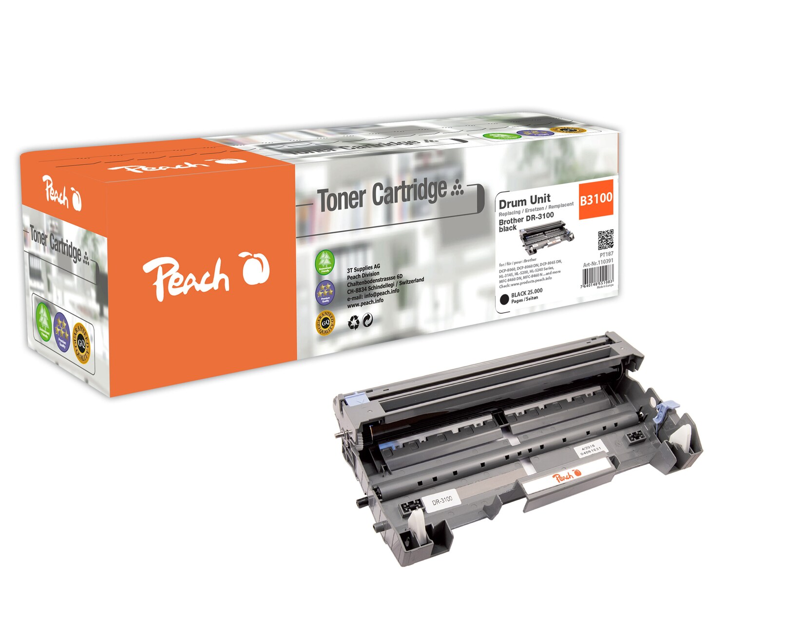 Peach B3100 Trommeleinheit ersetzt Brother DR-3100 für z.B. Brother DCP -8060, Brother DCP -8065 DN, Brother HL -5200, Brother HL -5240 (wiederaufbereitet)