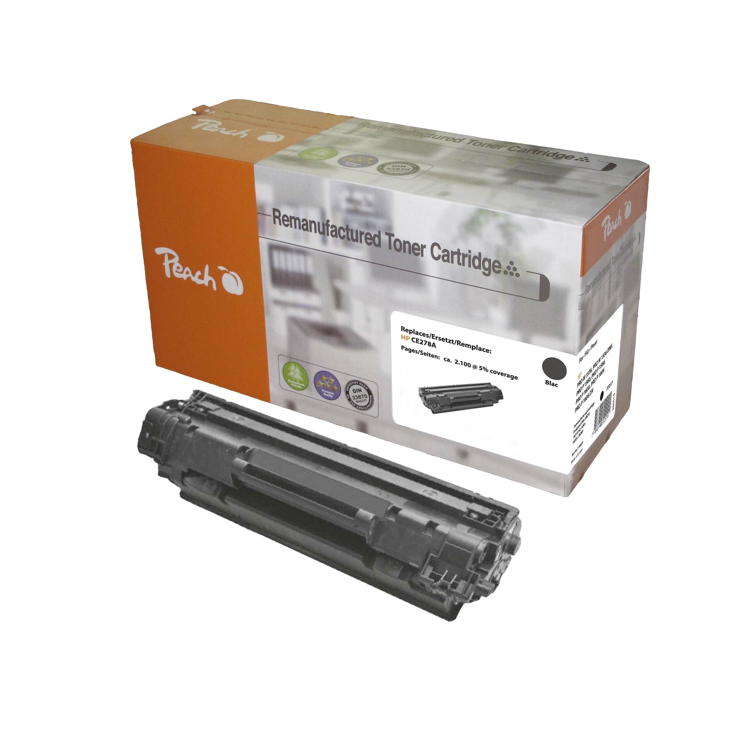 Peach HP 78 ABK Toner bk ersetzt HP No. 78A BK, CE278A f&uuml;r z.B. HP LaserJet P 1606 DN, HP LaserJet P 1566, HP LaserJet P 1567, HP LaserJet P 1568 (wiederaufbereitet) - Bild 1