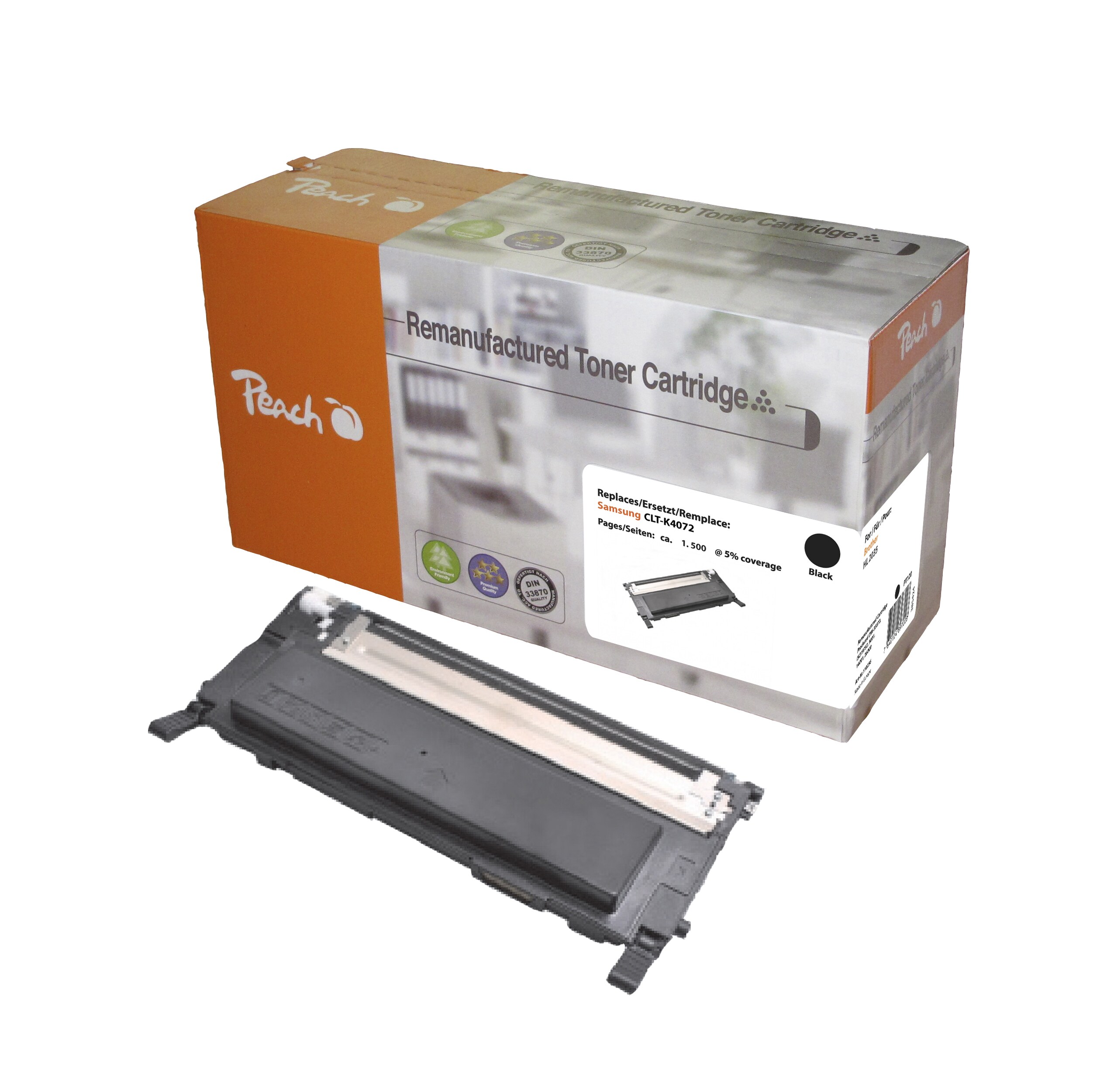 Peach S4072  Toner bk ersetzt Samsung CLT-K4072S/ELS, SU128A f&uuml;r z.B. Samsung CLP -320, Samsung CLP -320 N, Samsung CLP -325, Samsung CLP -325 N (wiederaufbereitet) - Bild 1