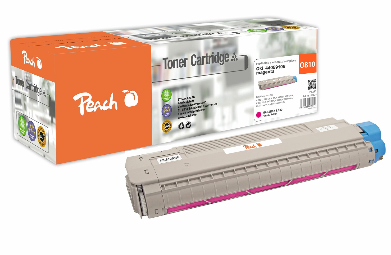 Peach O440591 Toner ma ersetzt OKI 44059106 für z.B. OKI C 810 CDTN, OKI C 810 DN, OKI C 810 N, OKI C 830 CDTN, OKI C 830 DN, OKI C 830 DTN (wiederaufbereitet)