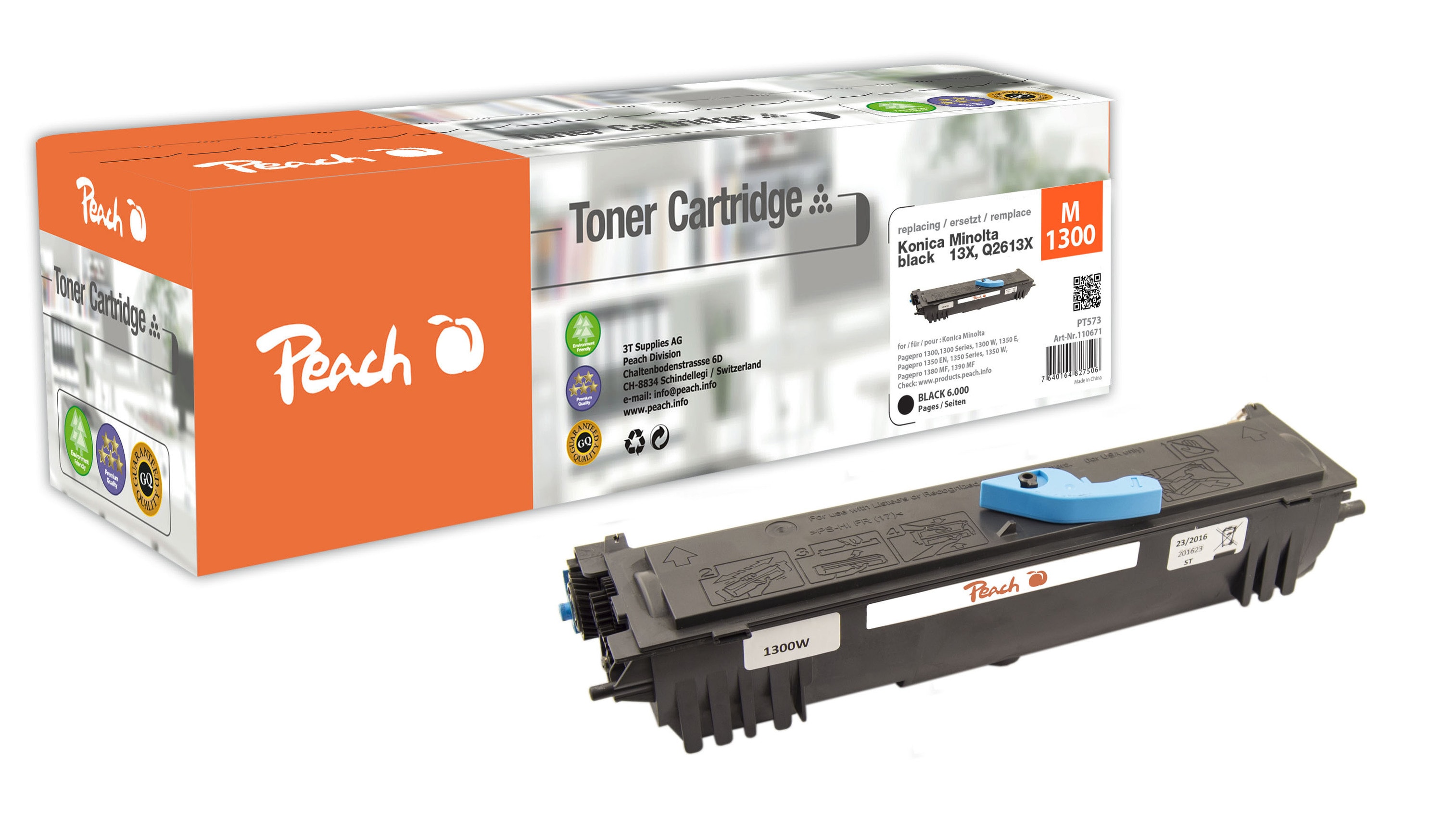 Peach M1300  Toner XL bk ersetzt Konica Minolta P1710567-002 f&uuml;r z.B. Konica Minolta Pagepro 1300, Konica Minolta Pagepro 1300 W (wiederaufbereitet) - Bild 1