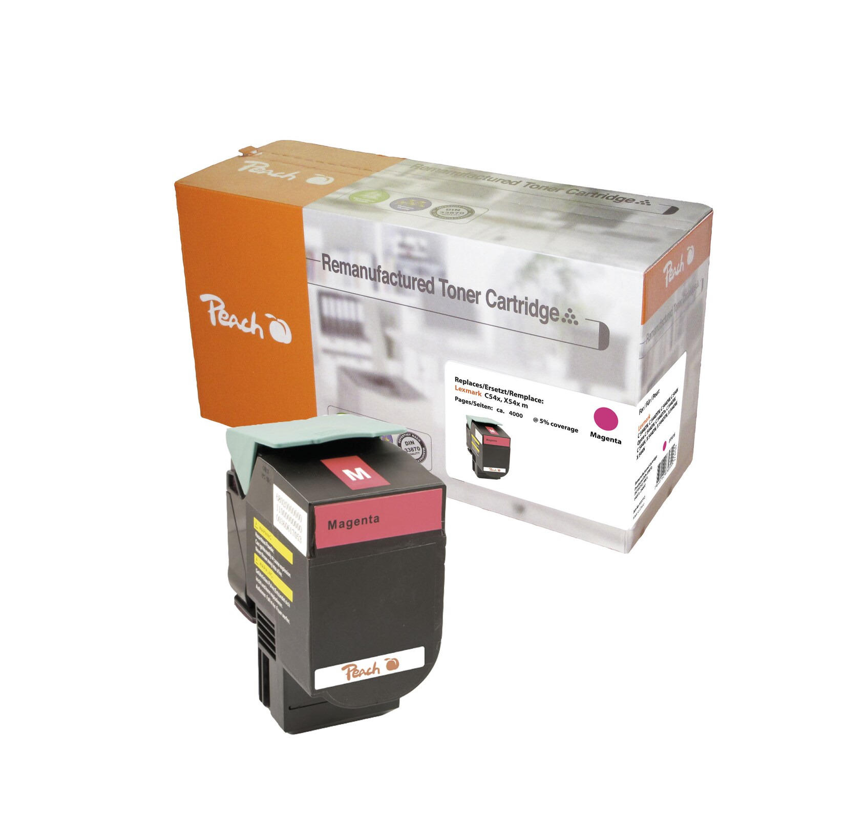 Peach L54 Toner XL ma ersetzt Lexmark C544X2MG für z.B. Lexmark C 544 DN, Lexmark C 544 DTN, Lexmark C 544 DW, Lexmark C 544 N, Lexmark X 544 DN (wiederaufbereitet)