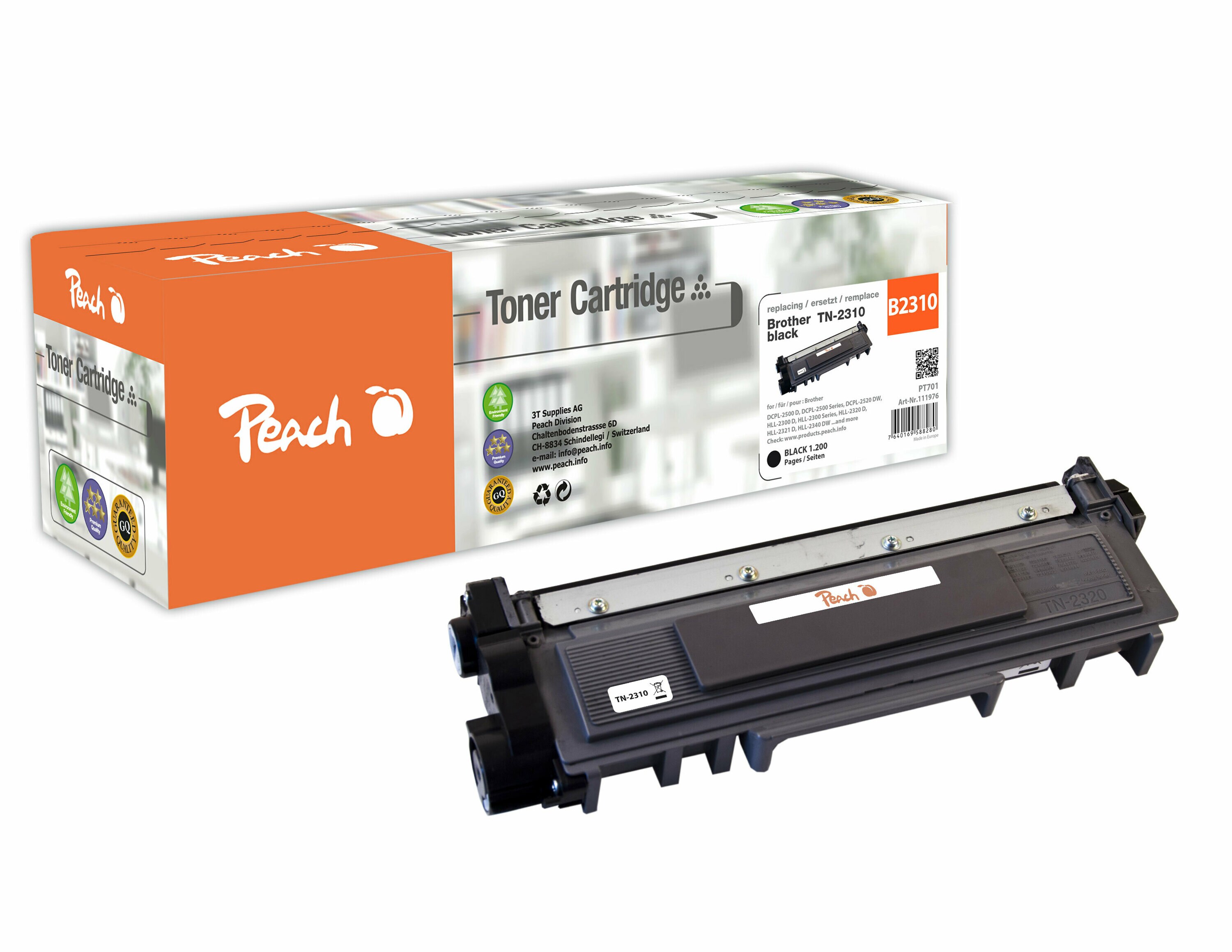 Peach B2310  Toner bk ersetzt Brother TN-2310 f&uuml;r z.B. Brother DCPL 2520 DW, Brother HLL 2365 DW, Brother MFCL 2720 DW, Brother MFCL 2700 DN (wiederaufbereitet) - Bild 1