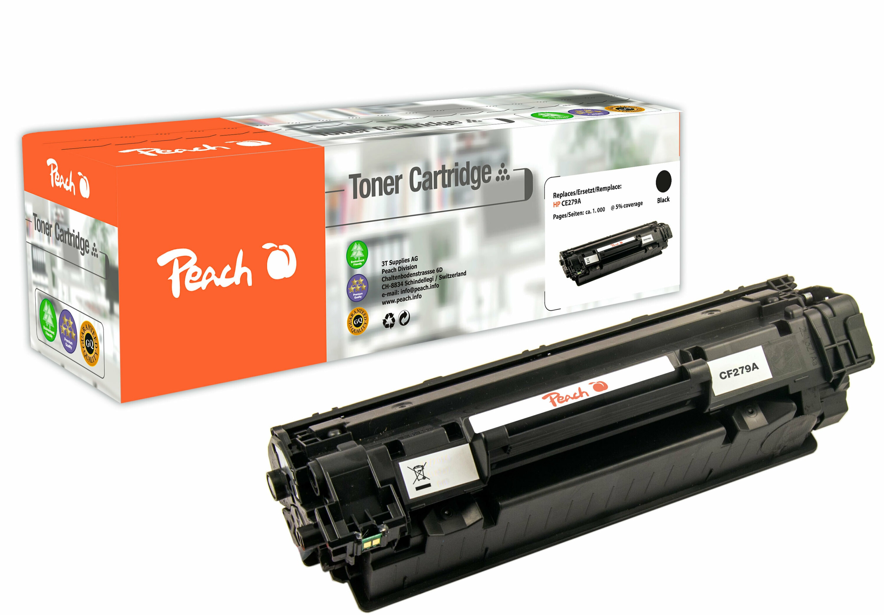 Peach HP 79 A Toner bk ersetzt HP No. 79A, CF279A f&uuml;r z.B. HP Laserjet Pro M 12, HP Laserjet Pro M 12 a, HP Laserjet Pro M 12 w (wiederaufbereitet) - Bild 1