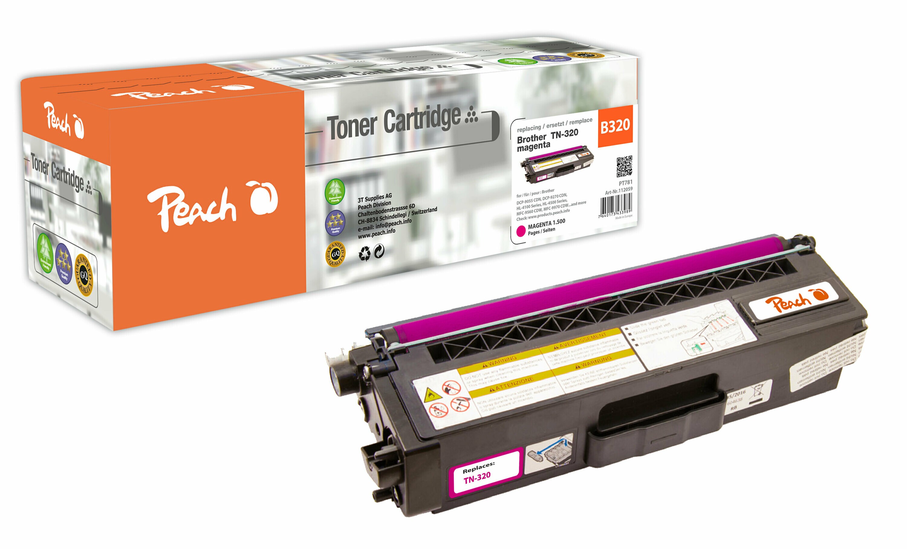 Peach B320 M Toner ma ersetzt Brother TN-320M f&uuml;r z.B. Brother DCP -9055 CDN, Brother DCP -9270 CDN, Brother HL -4100, Brother HL -4140 CN (wiederaufbereitet) - Bild 1