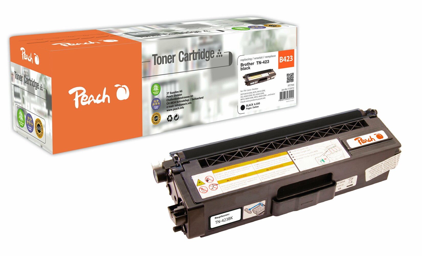 Peach B423 BK Toner XL bk ersetzt Brother TN-423BK für z.B. Brother DCPL 8410 CDW, Brother MFCL 8690 CDW, Brother DCPL 8410 CDN (wiederaufbereitet)