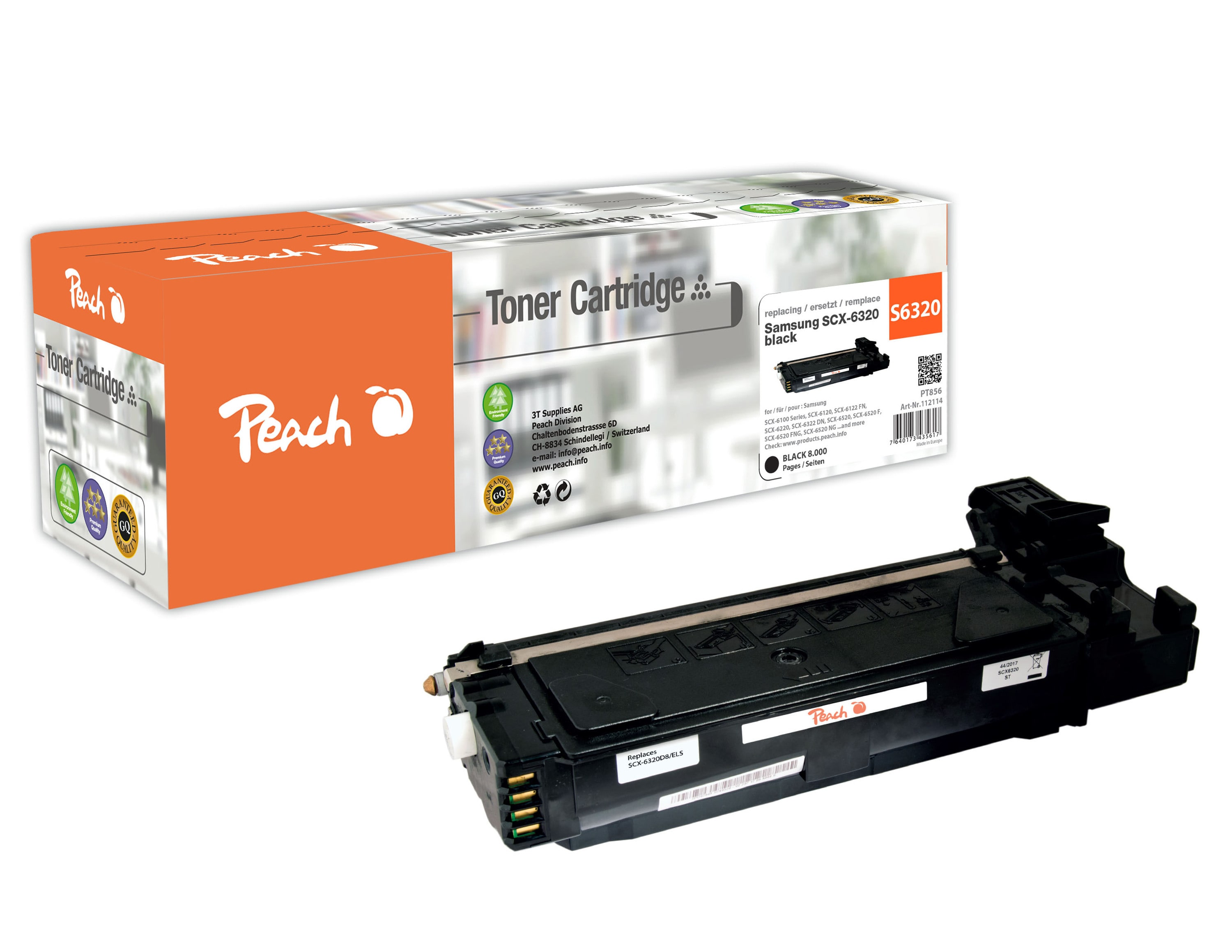 Peach S6320  Toner bk ersetzt Samsung SCX-6320 f&uuml;r z.B. Samsung MultiXpress 6322 DN, Samsung SCX -6100, Samsung SCX -6120, Samsung SCX -6120 N (wiederaufbereitet) - Bild 1