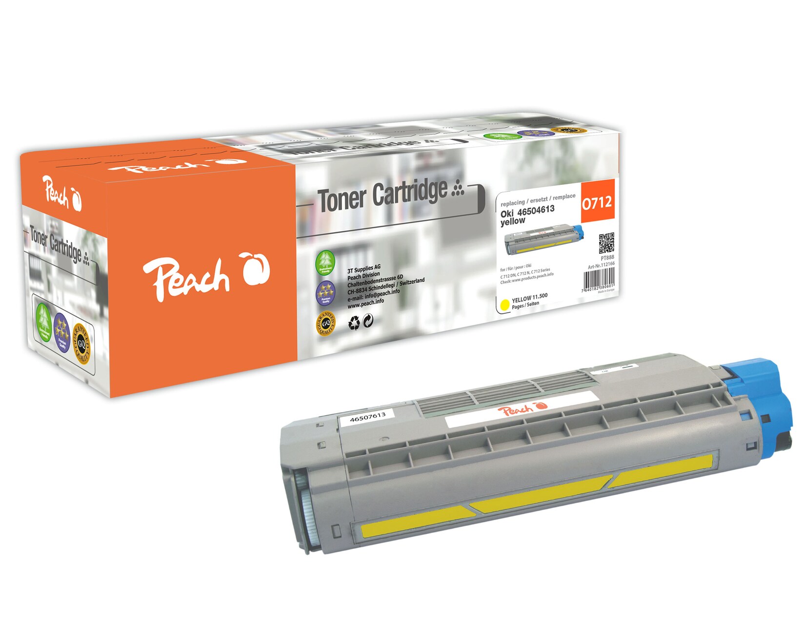 Peach O4650-76 Toner ye ersetzt OKI 46507613 für z.B. OKI C 712 DN, OKI C 712 N, OKI C 712 (wiederaufbereitet)