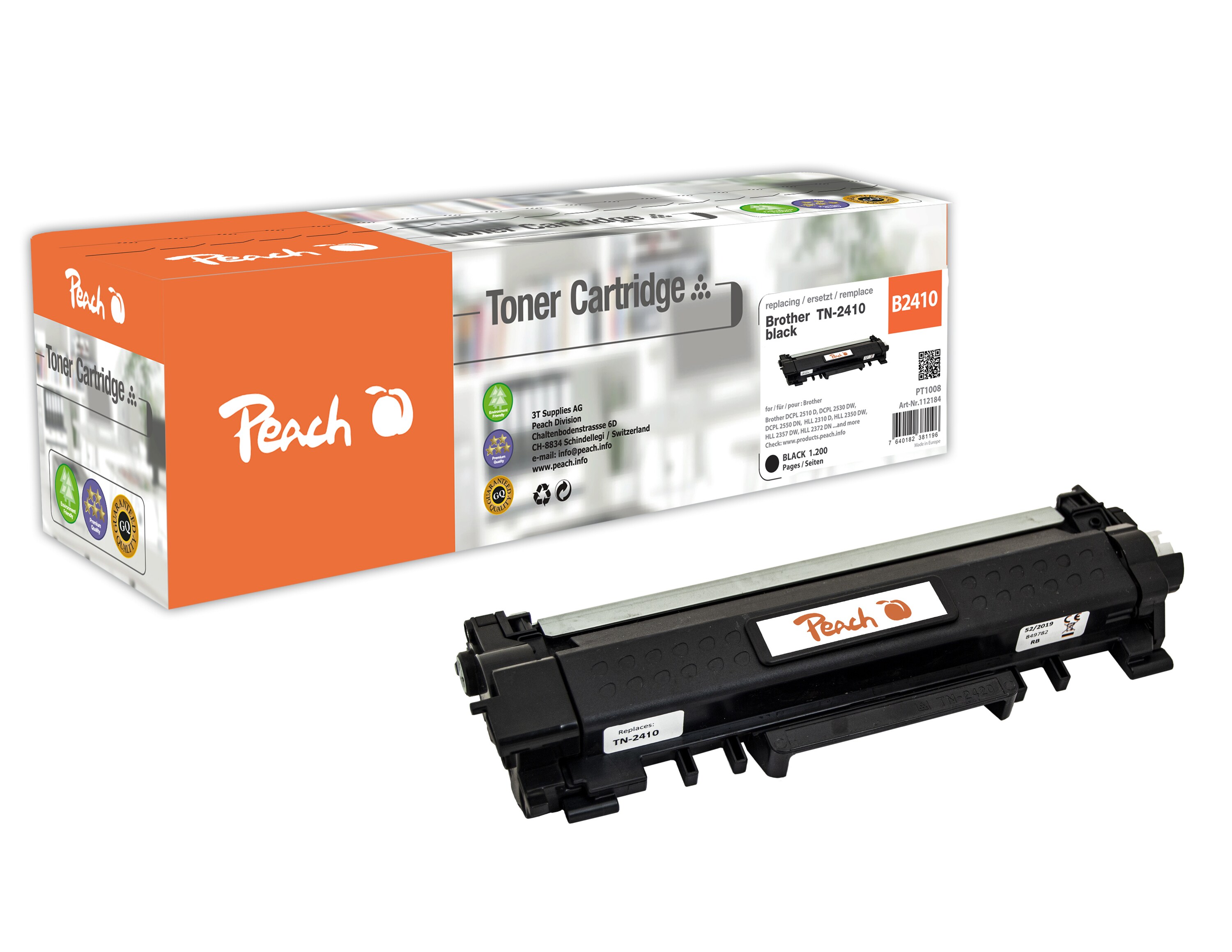 Peach B2410  Toner bk ersetzt Brother TN-2410 f&uuml;r z.B. Brother MFCL 2750 DW, Brother DCPL 2530 DW, Brother HLL 2350 DW, Brother MFCL 2710 DW - Bild 1
