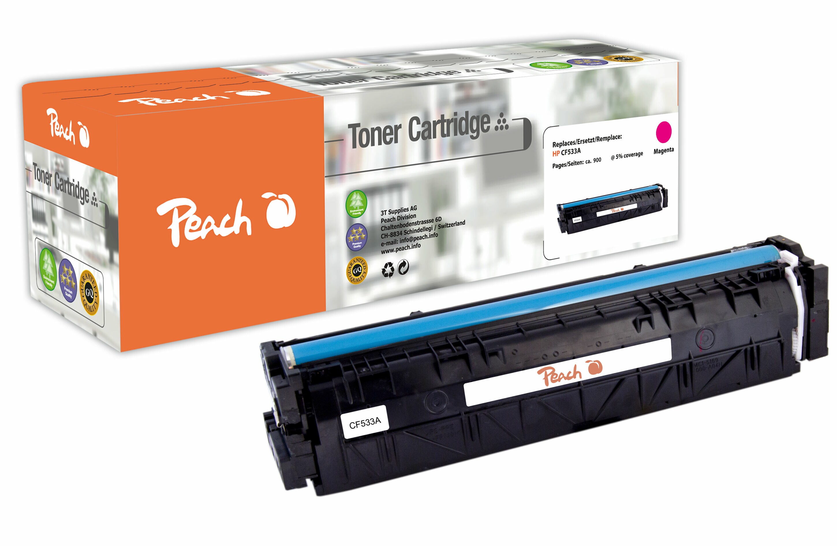Peach HP 205 AM Toner ma ersetzt HP No. 205A M, CF533A f&uuml;r z.B. HP Color LaserJet Pro MFP M 181 fw, HP Color LaserJet Pro MFP M 180 fndw (wiederaufbereitet) - Bild 1