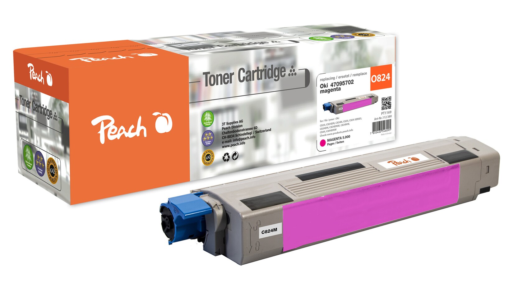 Peach O4709 Toner ma ersetzt OKI 47095702 für z.B. OKI C 834 DN, OKI C 834, OKI C 824 dn, OKI C 824 n, OKI C 824, OKI C 834 dnw, OKI C 834 nw (wiederaufbereitet)
