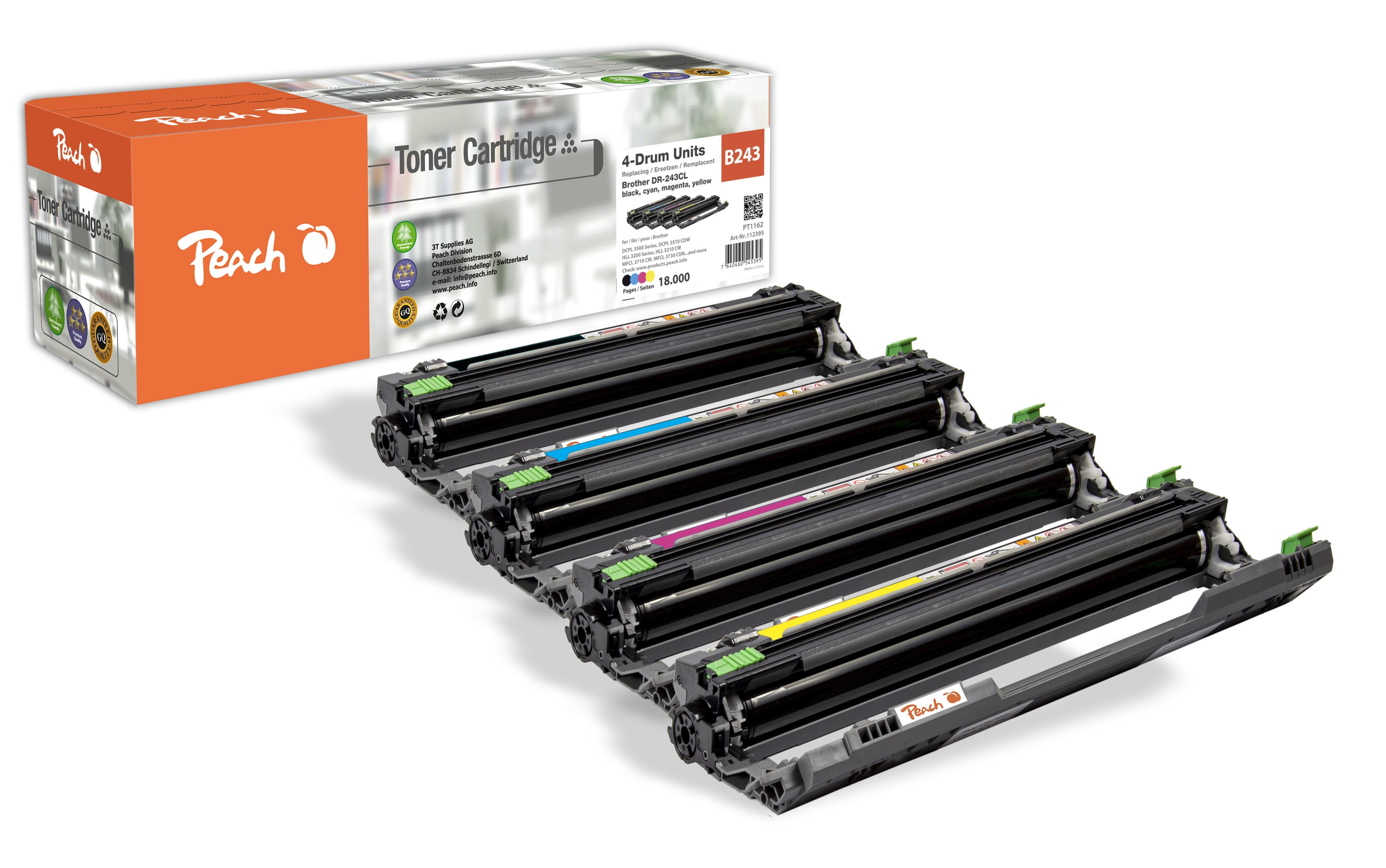 Peach B243 CL Trommeleinheiten col ersetzt Brother DR-243CL f&uuml;r z.B. Brother MFCL 3750 CDW, Brother DCPL 3550 CDW, Brother HLL 3270 CDW (wiederaufbereitet) - Bild 1